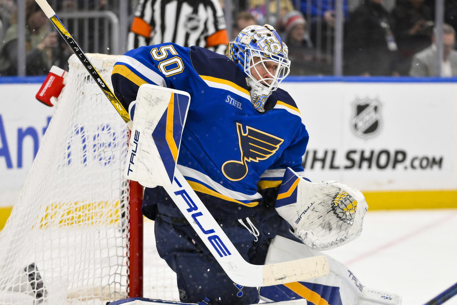 Jordan Binnington.&nbsp;© Jeff Curry-Imagn Images