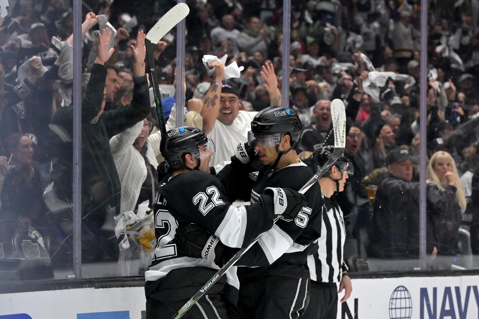 Kevin Fiala and Quinton Byfield (Jayne Kamin-Oncea-Imagn Images)