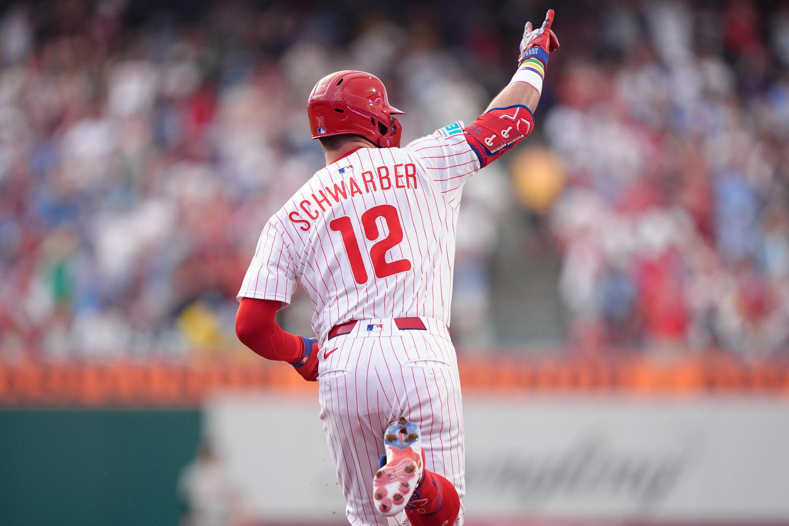 Jul 22, 2025; Philadelphia, Pennsylvania, USA; Philadelphia Phillies designated hitter Kyle Schwarber (12) rounds the bases after hitting a home run against the Boston Red Sox in the second inning at Citizens Bank Park. Mandatory Credit: Kyle Ross-Imagn ImagesMLB Insider Projects Free Agent Deal for Phillies’ Kyle Schwarber