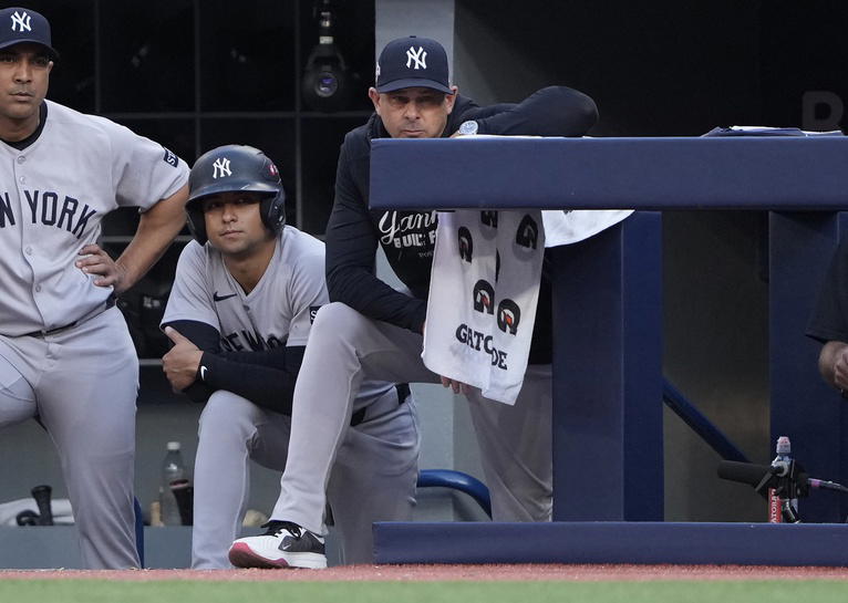 New York Yankees manager Aaron Boone. Credit: Kevin Sousa-Imagn Images.