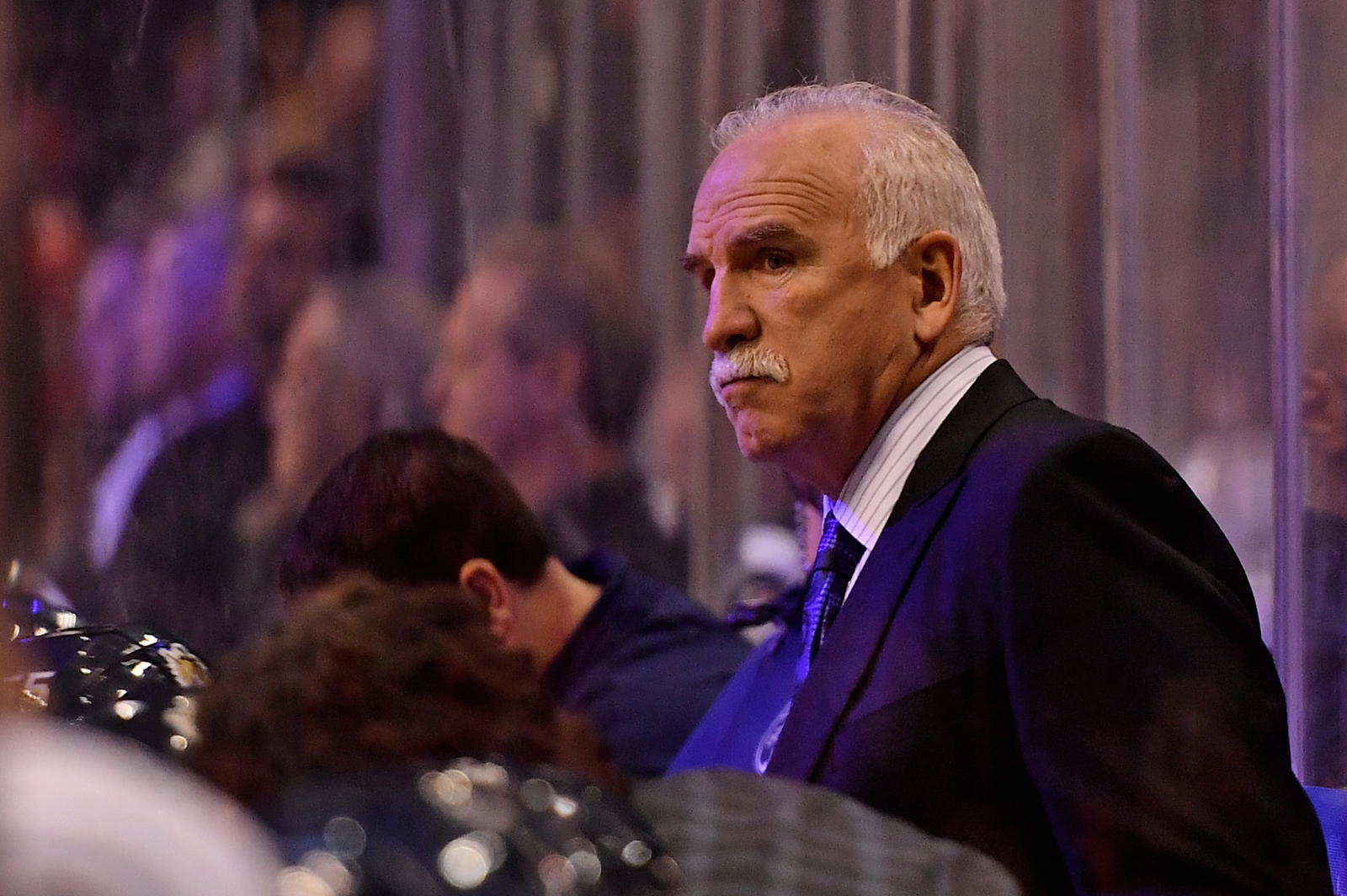 Dec 3, 2019; Sunrise, FL, USA; Florida Panthers head coach Joel Quenneville looks on during the first period against the Minnesota Wild at BB&T Center. Mandatory Credit: Jasen Vinlove-Imagn Images