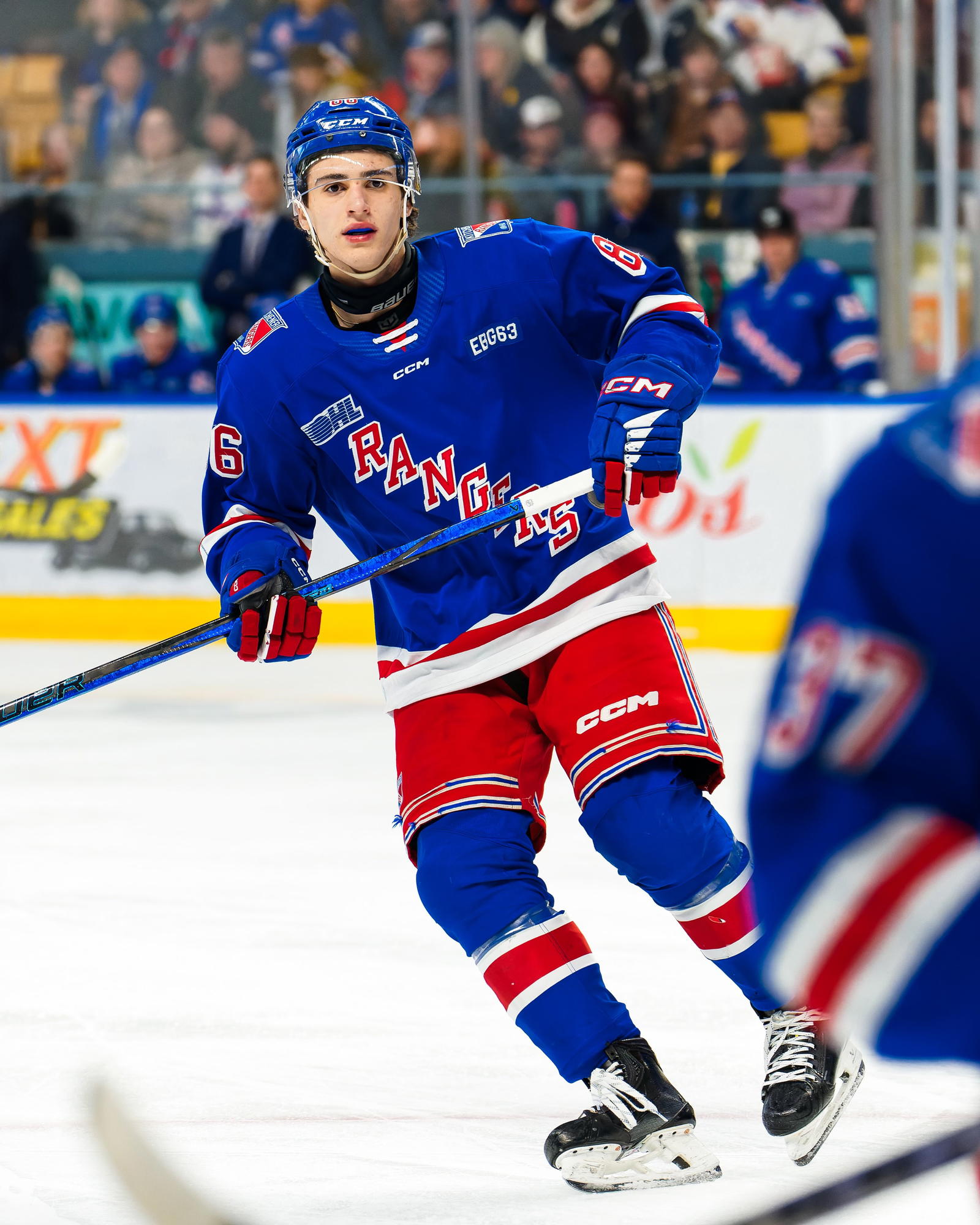 Luca Romano of the  Kitchener Rangers (Photo Credit:&nbsp;@OHLRangers on "X")
