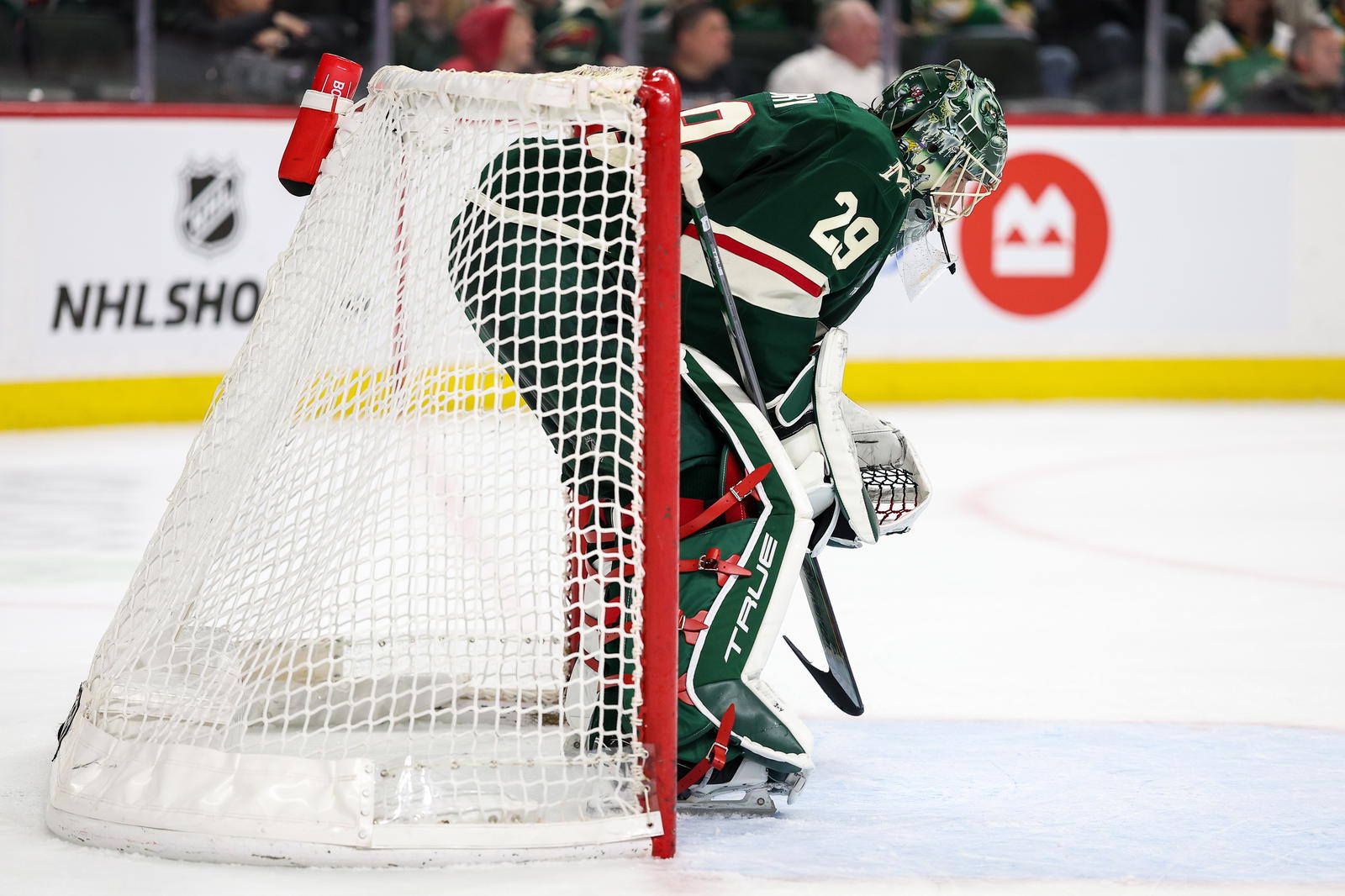 <i>Minnesota Wild goaltender Marc-Andre Fleury (29) looks on during the third period of an NHL game against the Vegas Golden Knights at Xcel Energy Center on March 25, 2025. <b>Photo Credit: Matt Krohn-Imagn Images</b></i>