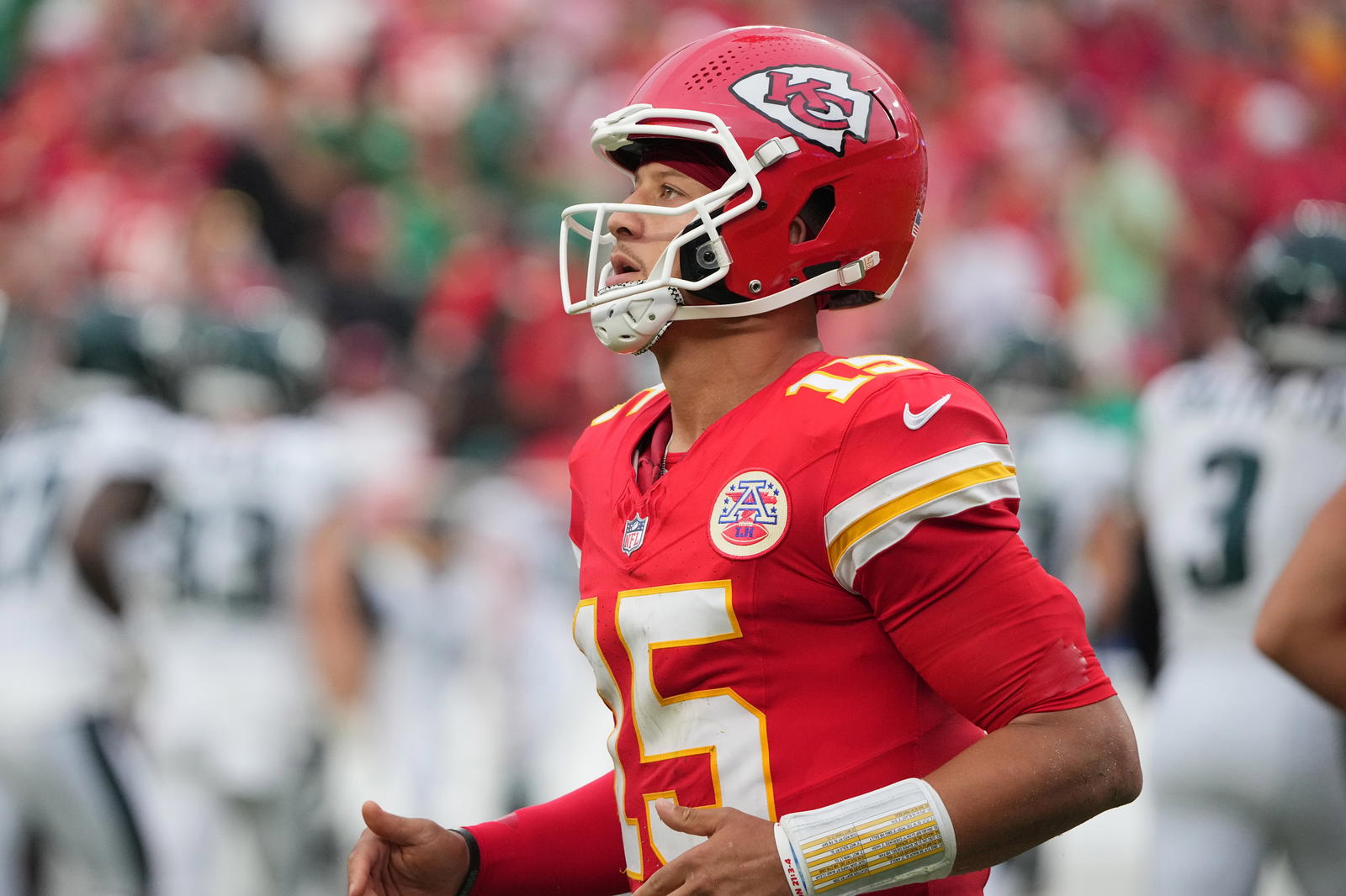 Kansas City Chiefs quarterback Patrick Mahomes. Credit: Denny Medley-Imagn Images.