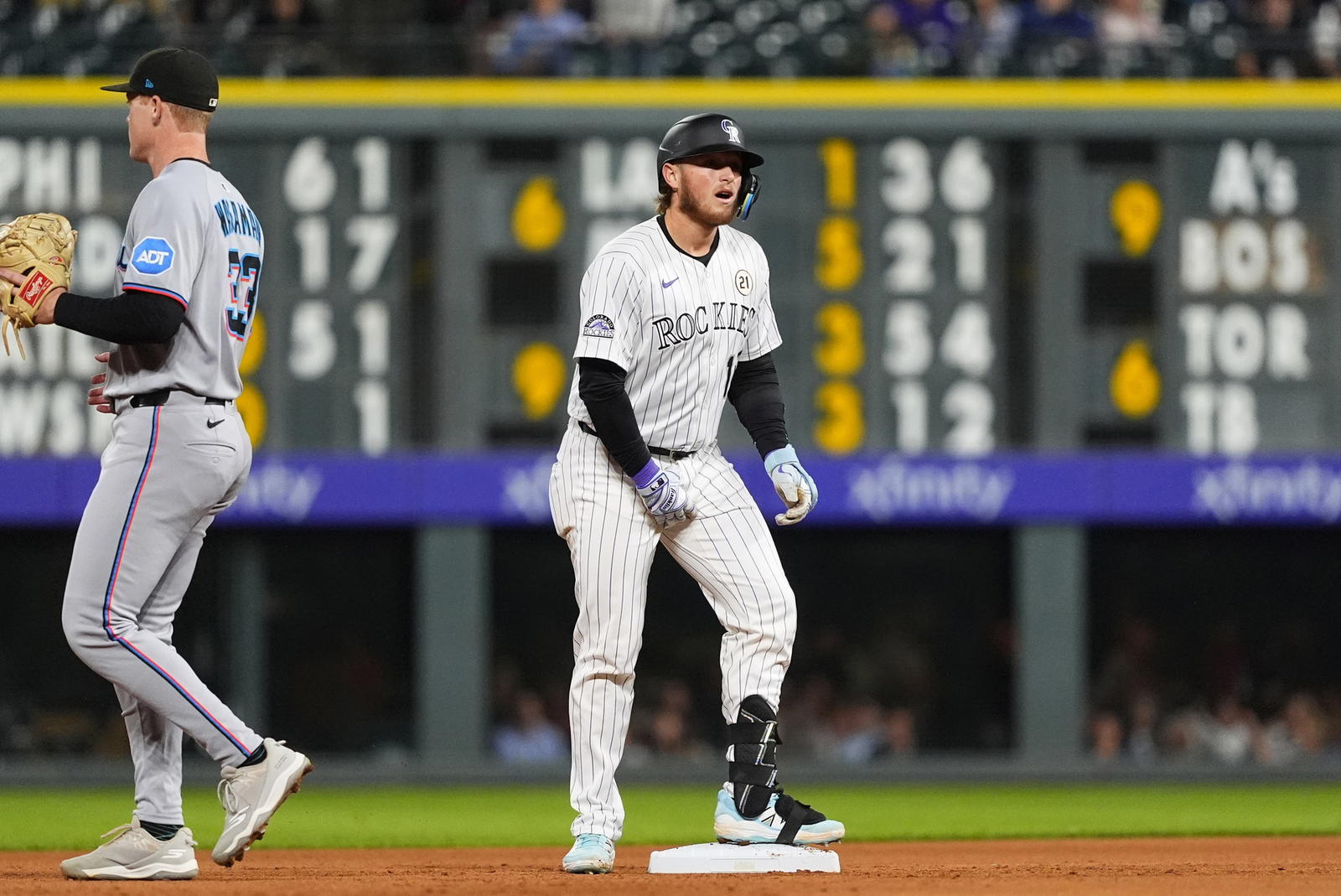 Colorado Rockies catcher Hunter Goodman. Credit:&nbsp;Ron Chenoy-Imagn Images.
