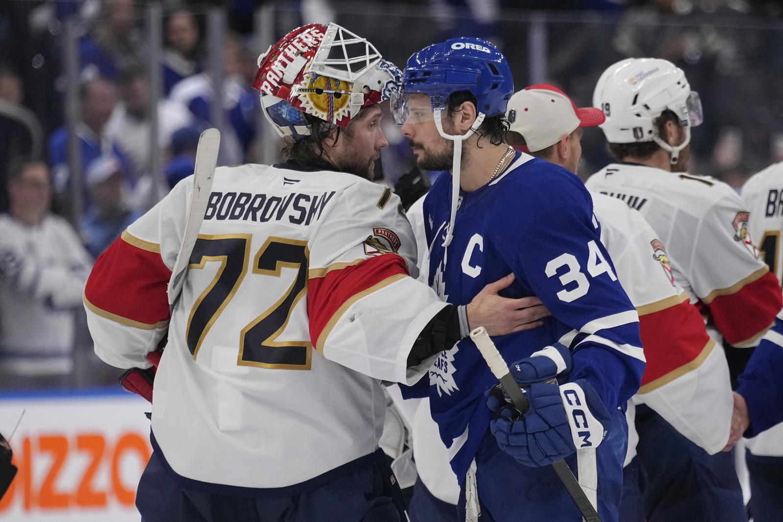 Sergei Bobrovsky and Auston Matthews (John E. Sokolowski-Imagn Images)