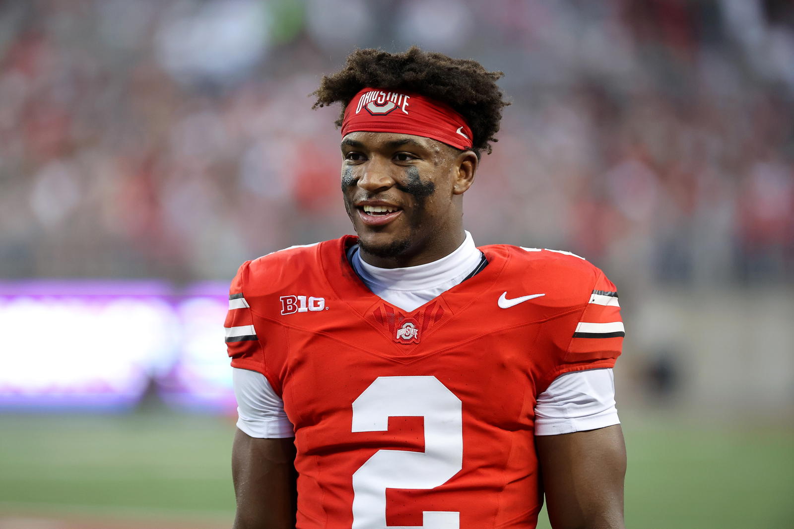 Ohio State Buckeyes safety Caleb Downs. Credit: Joseph Maiorana-Imagn Images.