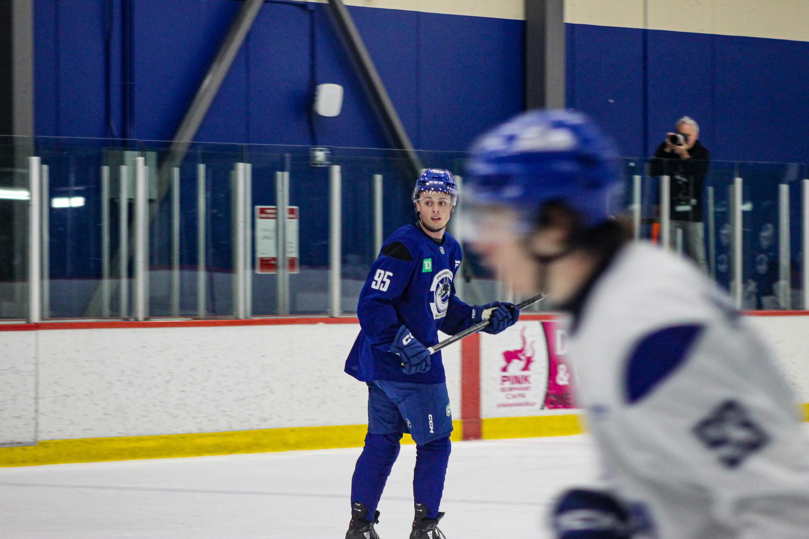 Scrimmage: Canucks prospect Kieren Dervin on the ice.&nbsp;