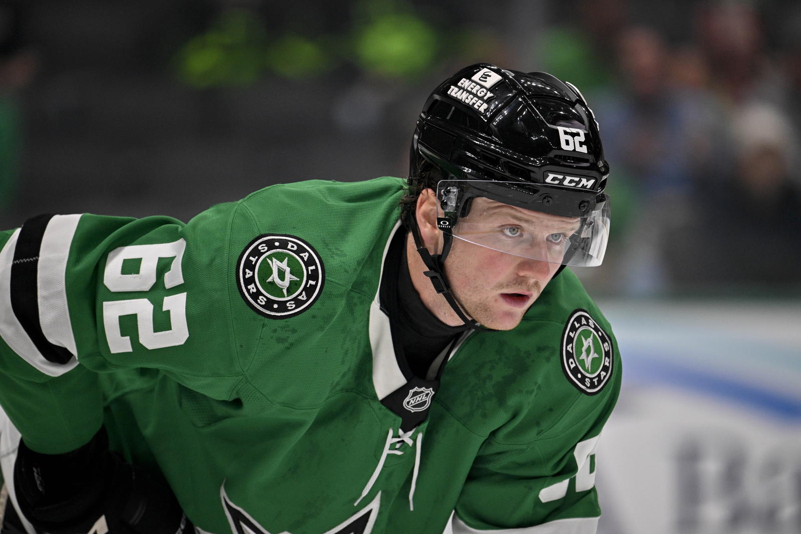Dallas Stars left wing Justin Ertel (62) looks on during the game between the Dallas Stars and the Minnesota Wild at American Airlines Center. Credit: Jerome Miron-Imagn Images