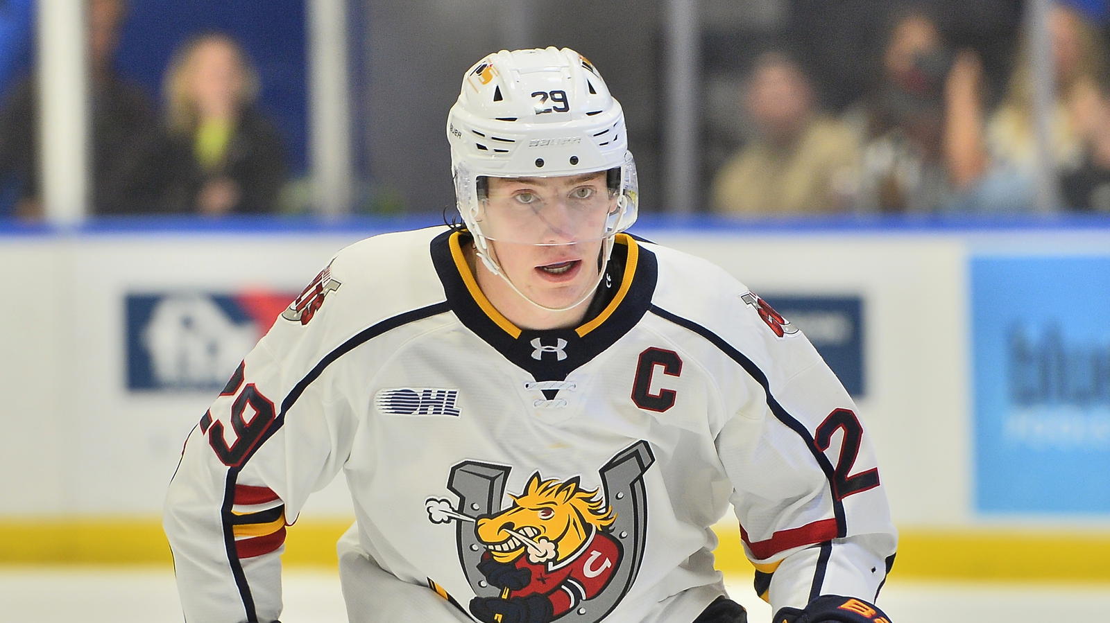 <i>Barrie Colts captain Cole Beaudoin (29). Credit: Terry Wilson/OHL Images</i>