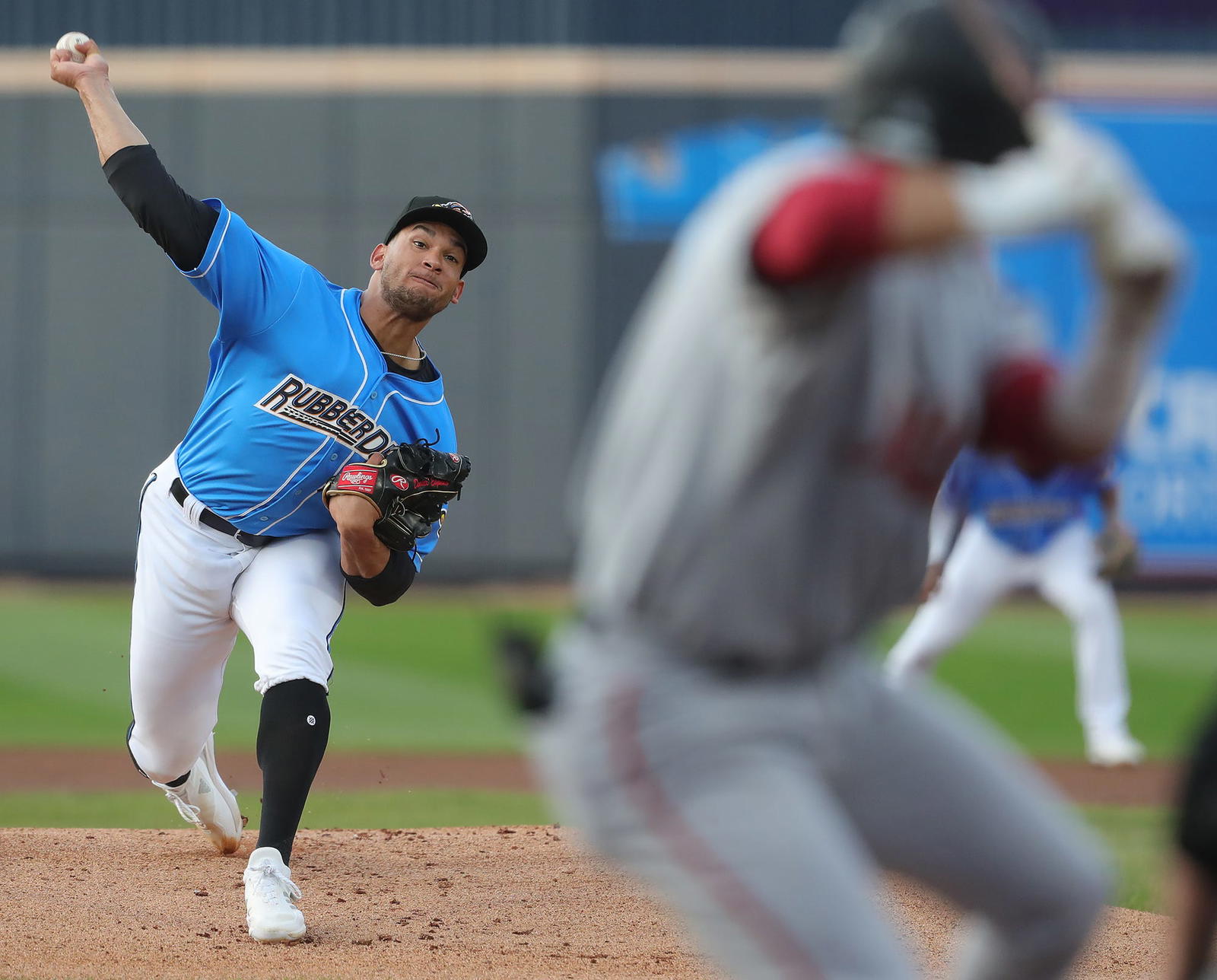 Akron RubberDucks pitcher Daniel Espino delivers a pitch at Canal Park on April 29, 2022.