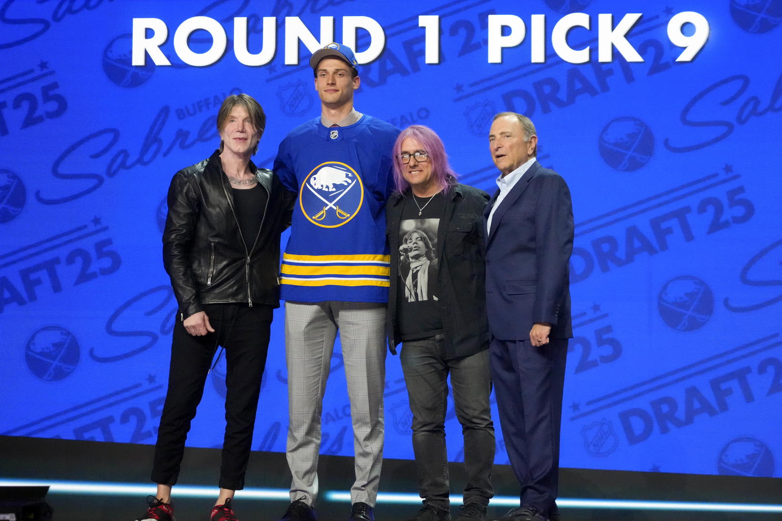 Radim Mrtka is selected as the ninth-overall pick by the Buffalo Sabres in the first round of the 2025 NHL draft. (Kirby Lee-Imagn Images) 