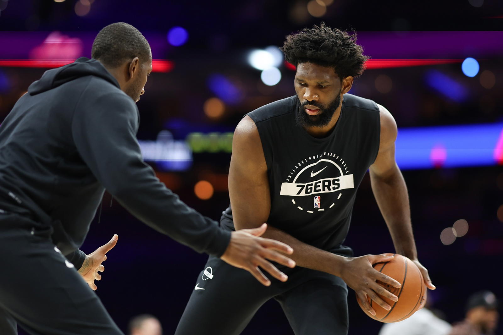 Philadelphia 76ers center Joel Embiid before action against the Minnesota Timberwolves at Xfinity Mobile Arena. Credit: Bill Streicher - Imagn Images&nbsp;