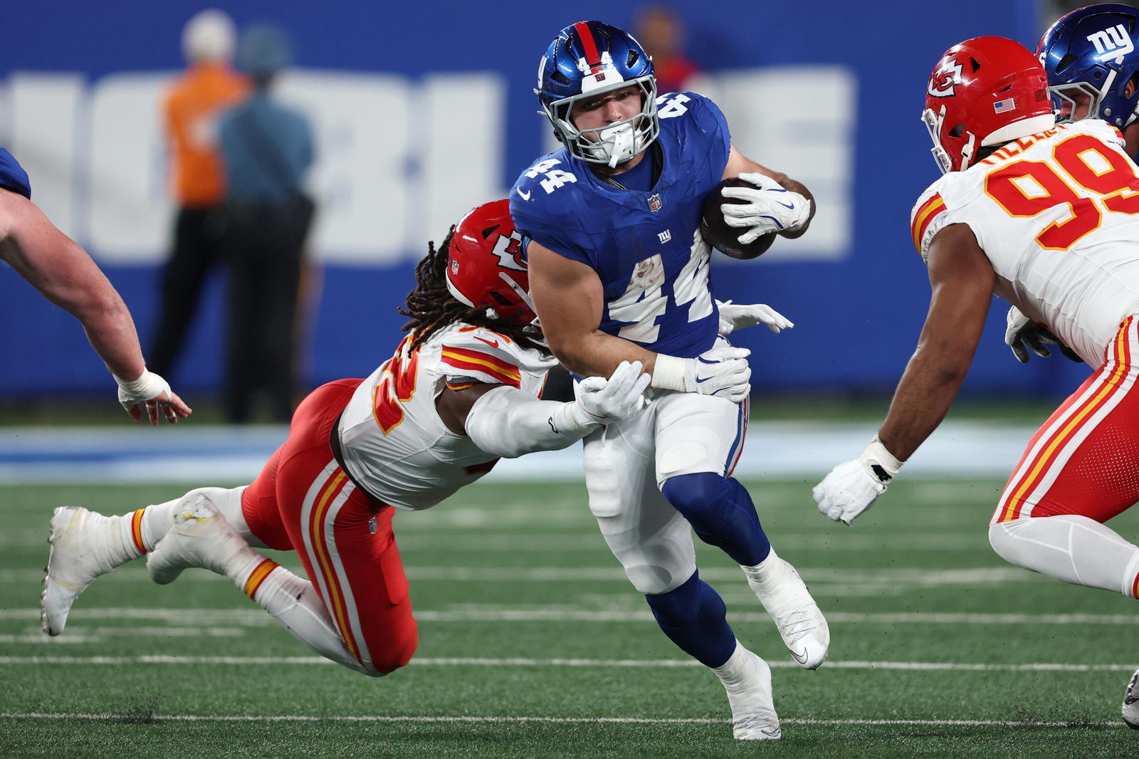 New York Giants running back Cam Skattebo. Credit: Vincent Carchietta-Imagn Images.