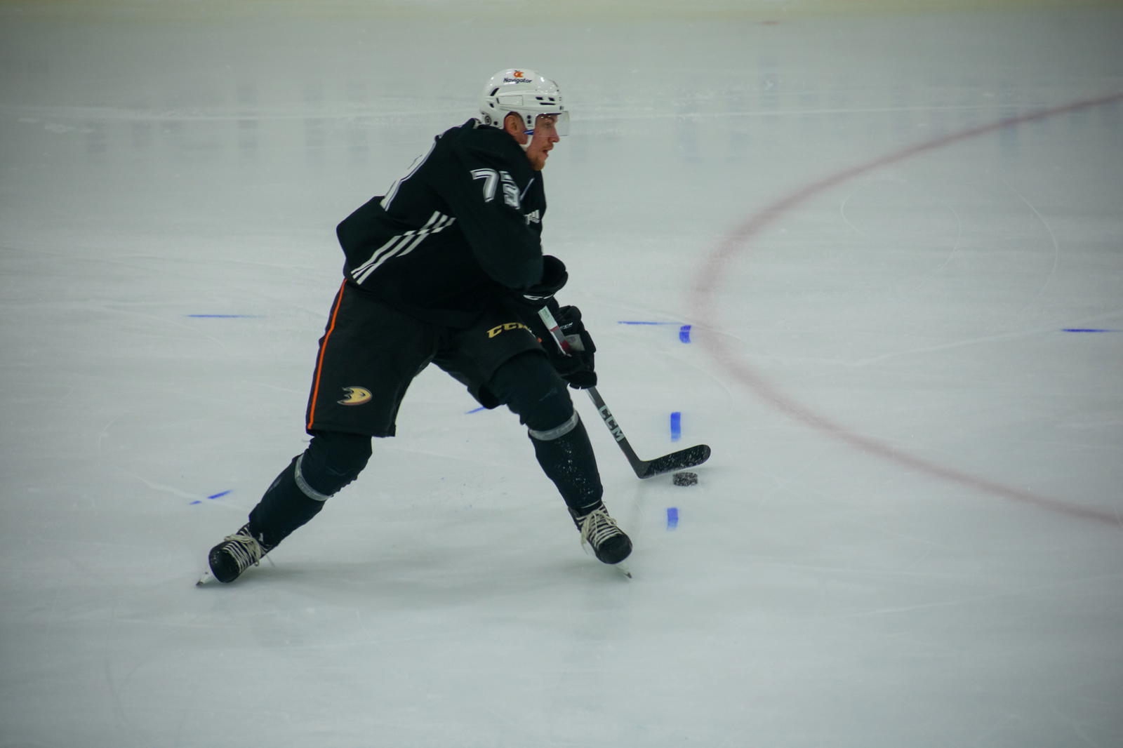 Featured image caption: Jul 2, 2024; Irvine, California, USA; Jan Mysak skates with the puck during a drill at Ducks development camp at Great Park Ice. Mandatory Credit: Derek Lee-The Hockey News