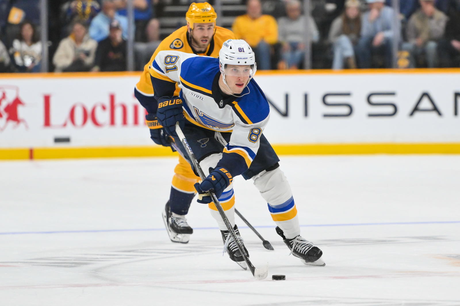 &nbsp; NHL: St. Louis Blues at Nashville...Dylan Holloway© Steve Roberts&nbsp;|&nbsp;2025 Mar 27&nbsp;&nbsp;