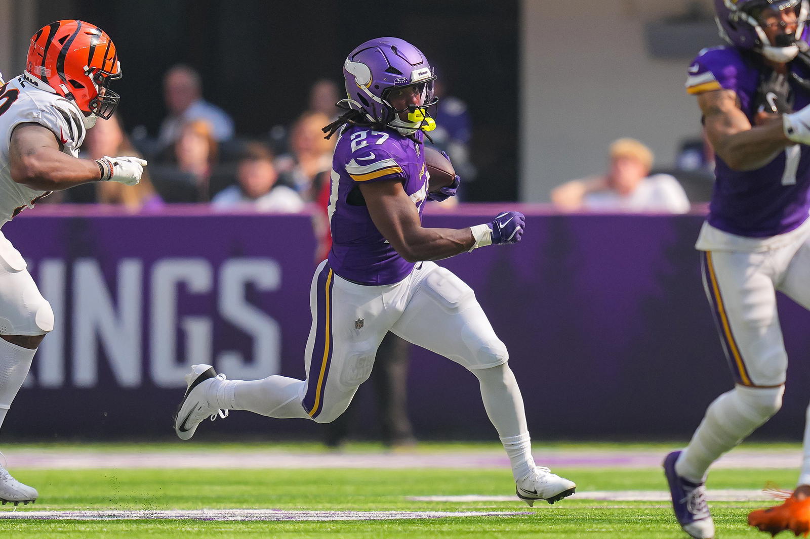 Minnesota Vikings running back Jordan Mason. Credit: Brad Rempel-Imagn Images.