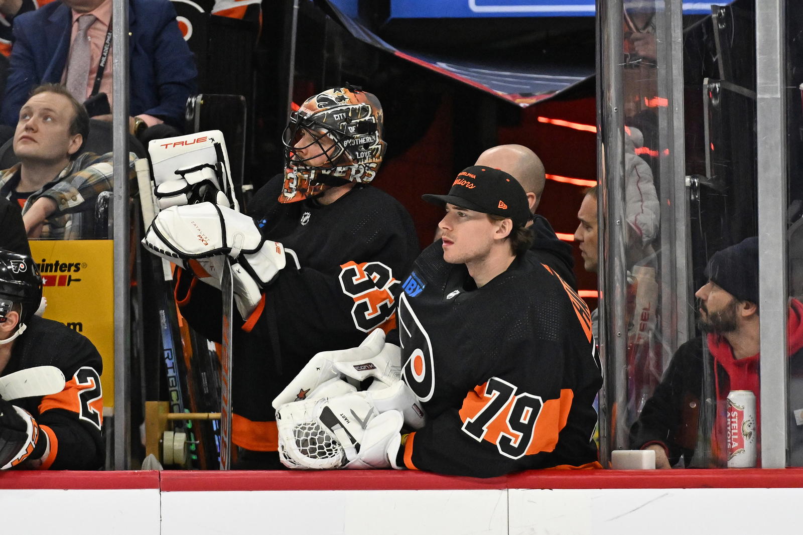 Sam Ersson was already unseating Carter Hart as the starting Flyers goalie in 2023-24. (Photo: Eric Hartline, Imagn Images)