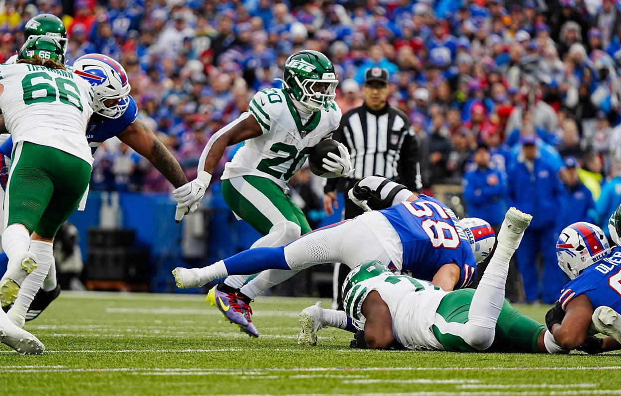 New York Jets running back Breece Hall. Credit: Tina MacIntyre-Yee/Democrat and Chronicle / USA TODAY NETWORK via Imagn Images.