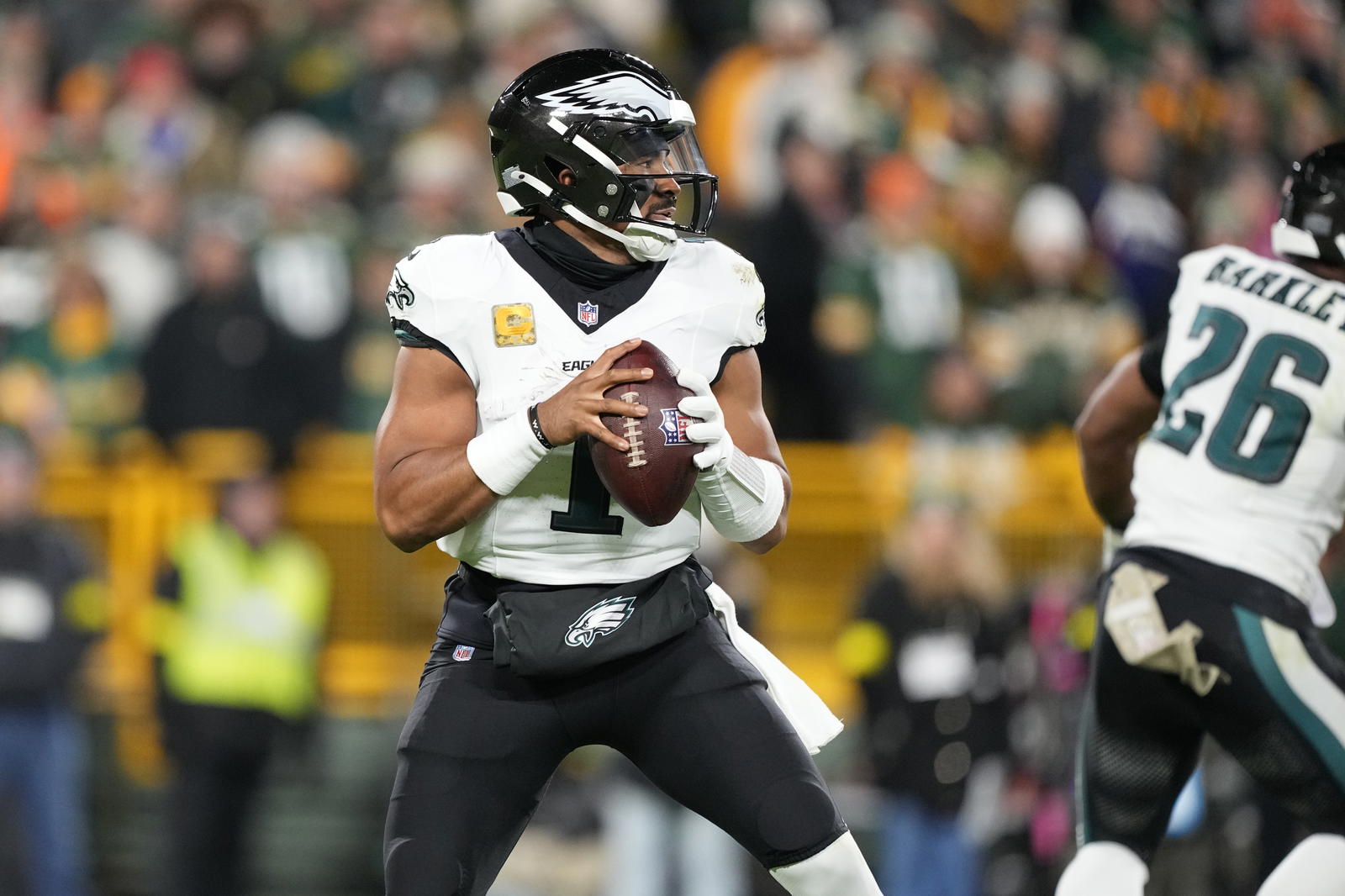 Philadelphia Eagles quarterback Jalen Hurts. Credit:&nbsp;Jeff Hanisch-Imagn Images.