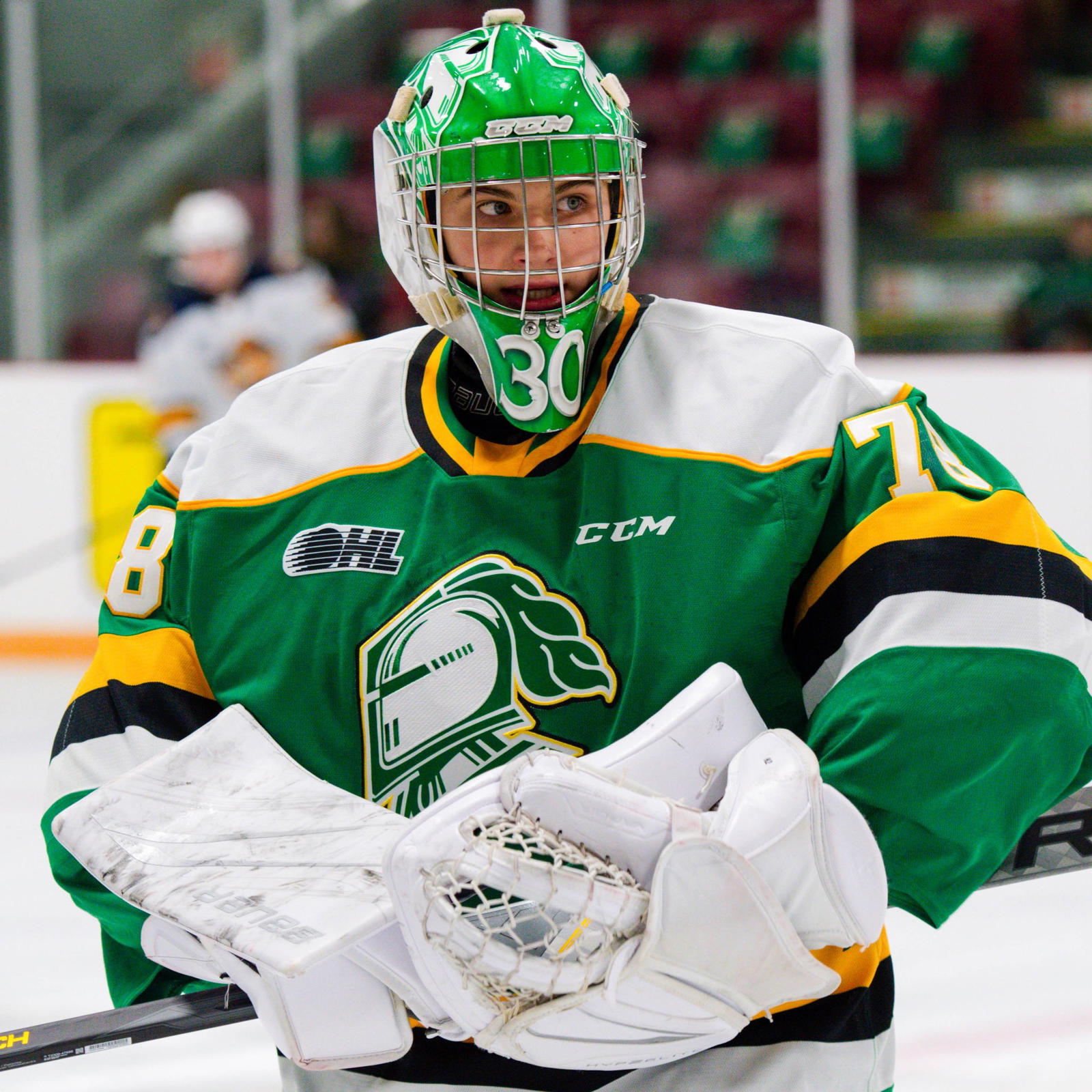 Goaltender Alexei Medvedev with the London Knights of the OHL. (Photo Credit: @LondonKnights/X) 