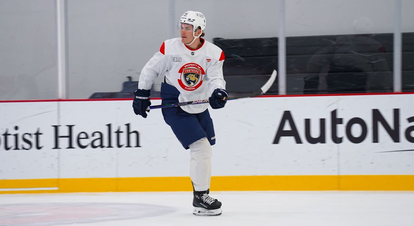 Matthew Tkachuk takes part in a Florida Panthers practice at the Baptist Health IcePlex in Fort Lauderdale. (Florida Panthers)