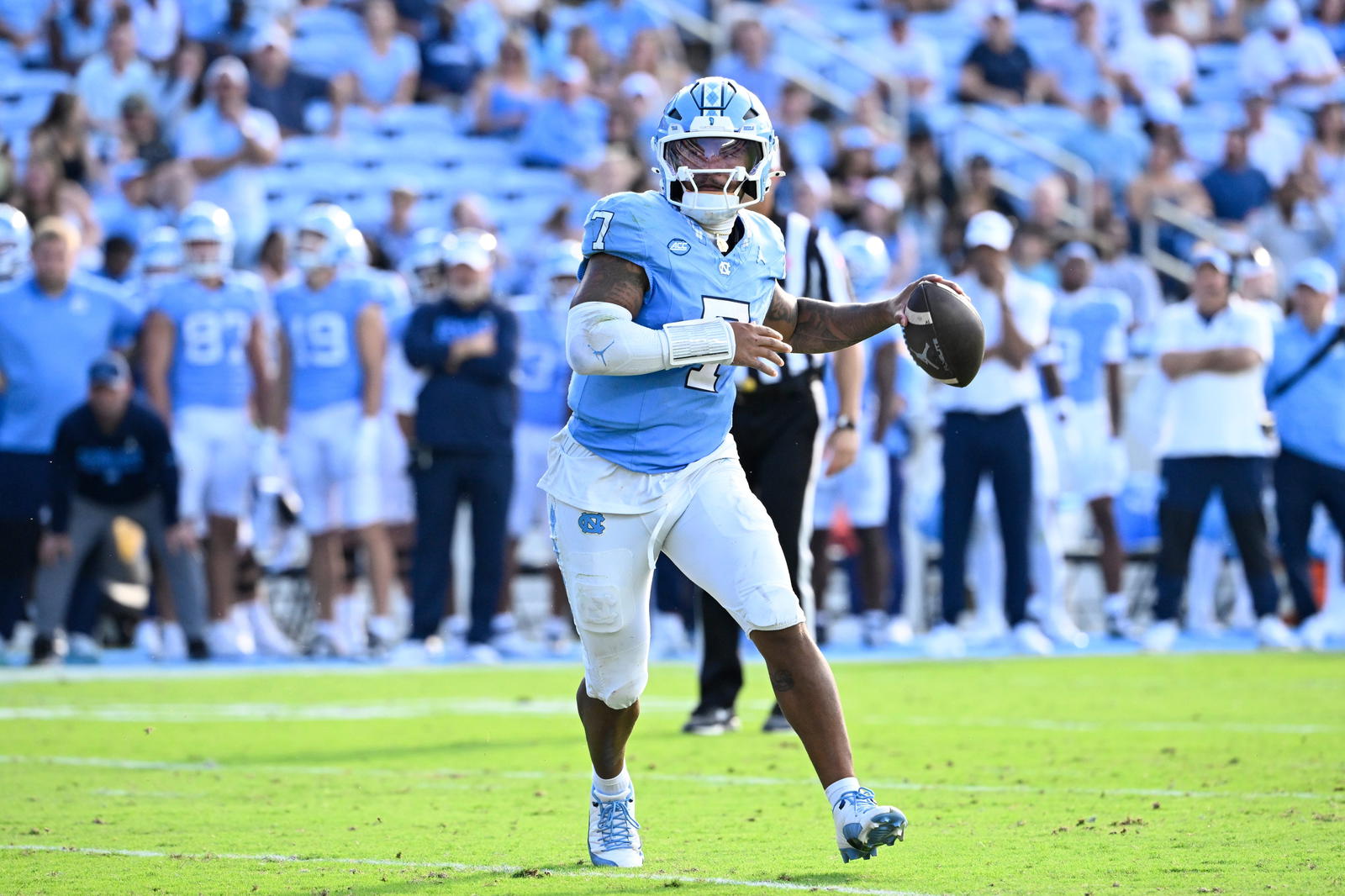 North Carolina Tar Heels quarterback Gio Lopez. Credit:&nbsp;Bob Donnan-Imagn Images.