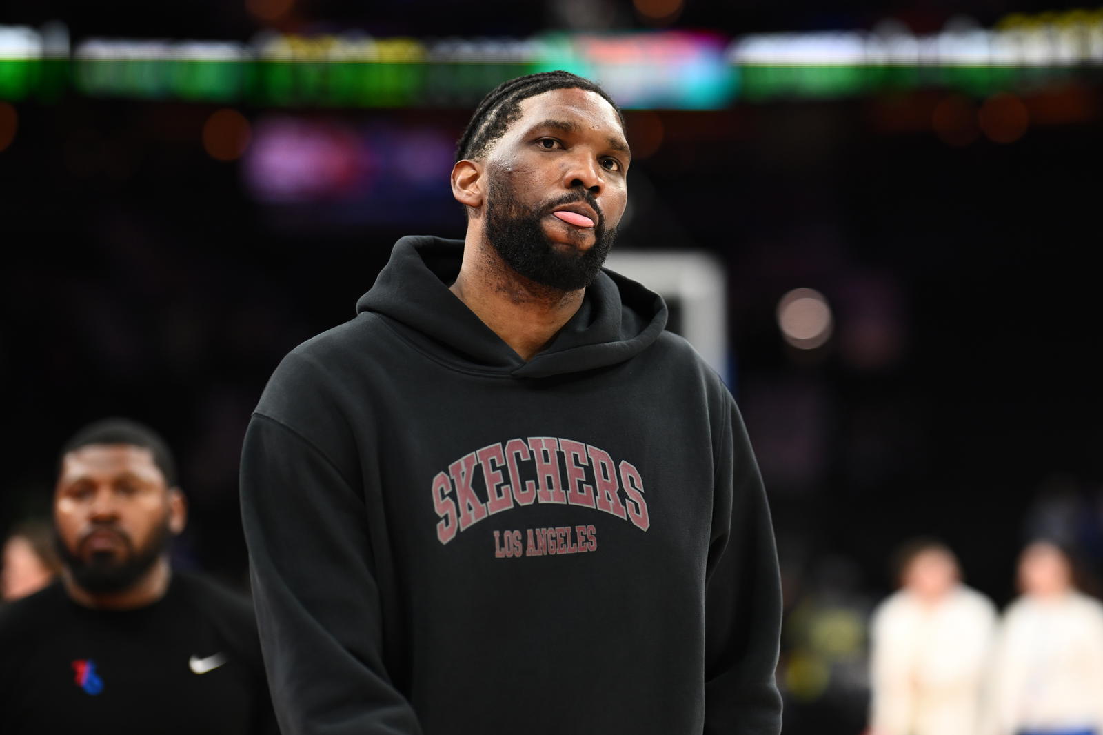 Philadelphia 76ers center Joel Embiid looks on after the game against the Milwaukee Bucks at Wells Fargo Center.&nbsp;Kyle Ross-Imagn Images
