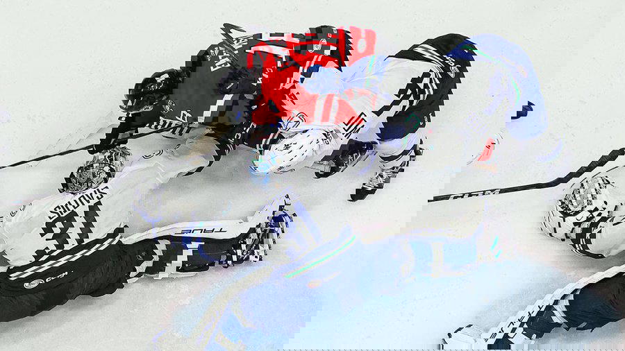 Artūrs Šilovs of the Abbotsford Canucks (Photo Credit: @abbycanucks on "X")