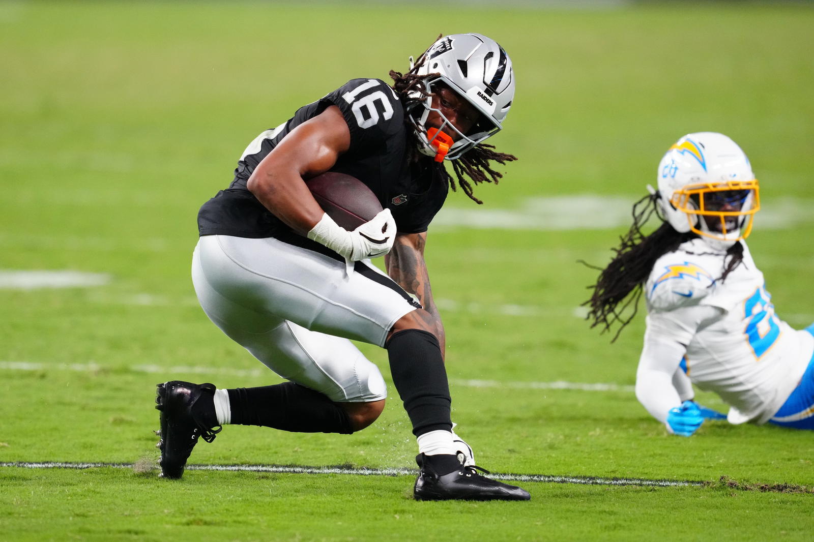 Las Vegas Raiders receiver Jakobi Meyers. Credit:&nbsp;Stephen R. Sylvanie-Imagn Images.