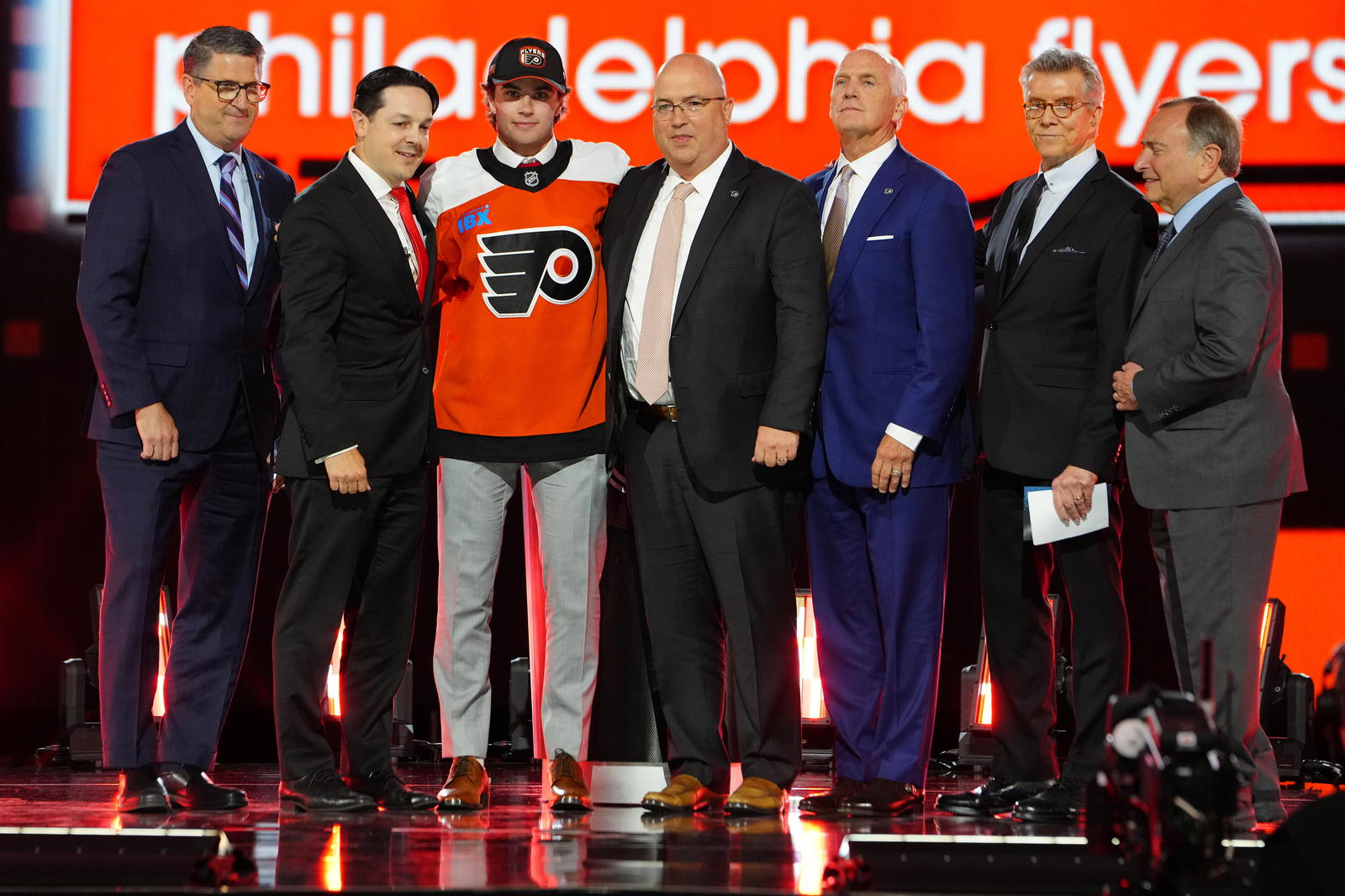 The Flyers surprised many with their selection of Jett Luchanko in 2024. (Photo: Stephen R. Sylvanie, Imagn Images)