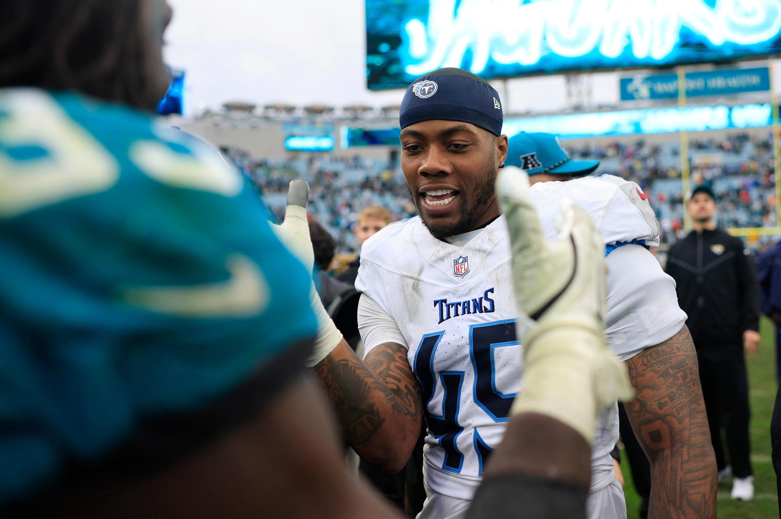 Tennessee Titans edge rusher Arden Key. Credit: Corey Perrine/Florida Times-Union / USA TODAY NETWORK via Imagn Images.