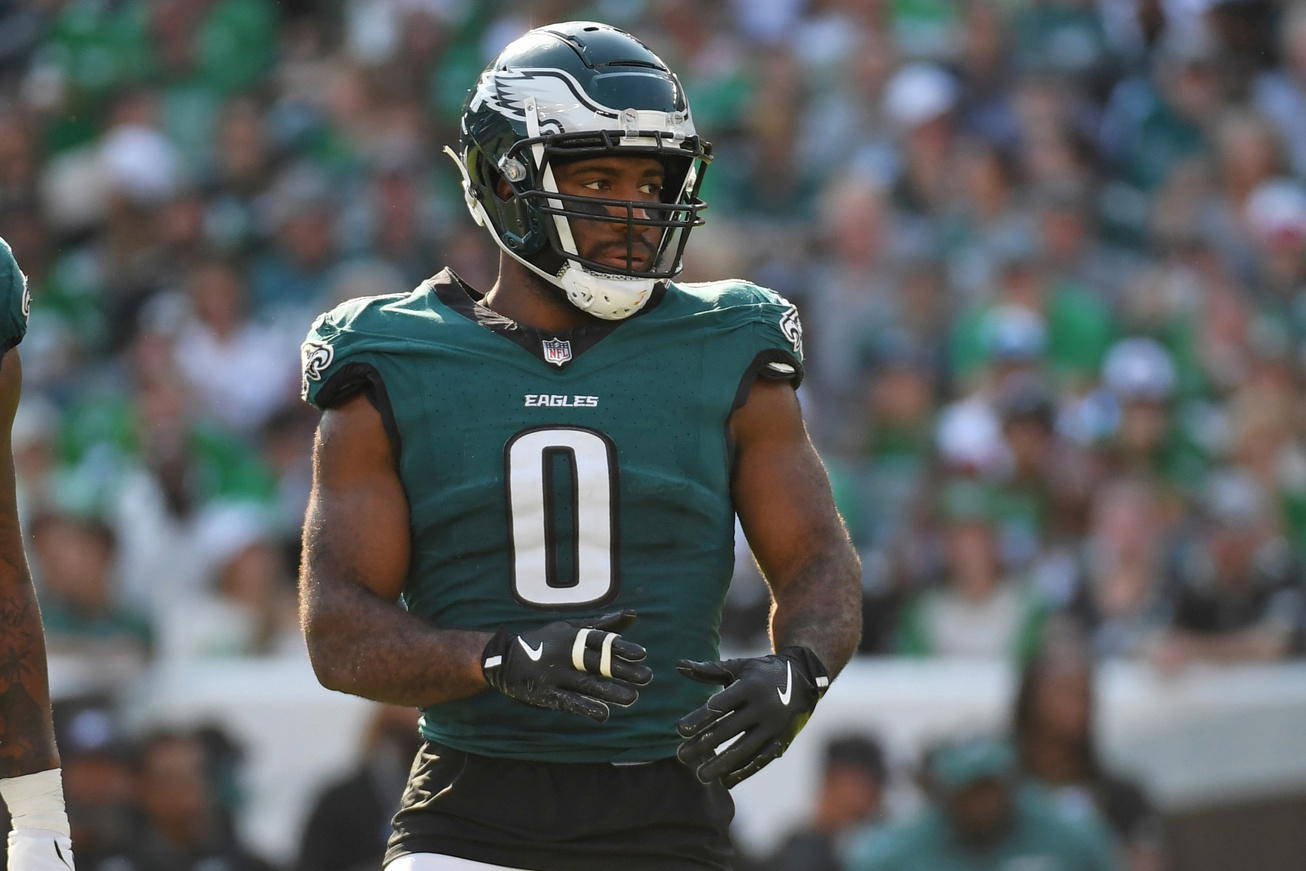 Bryce Huff with the Philadelphia Eagles in 2024. Credit: Eric Hartline-Imagn Images.