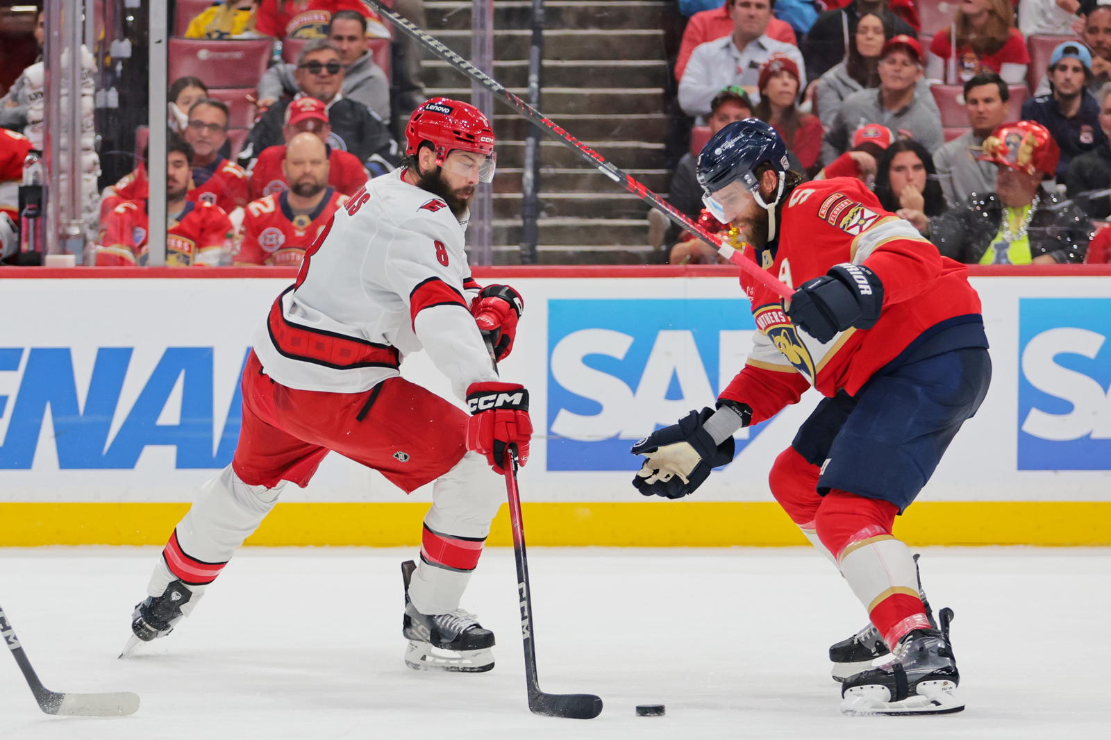 Brent Burns and Aaron Ekblad (Sam Navarro-Imagn Images)