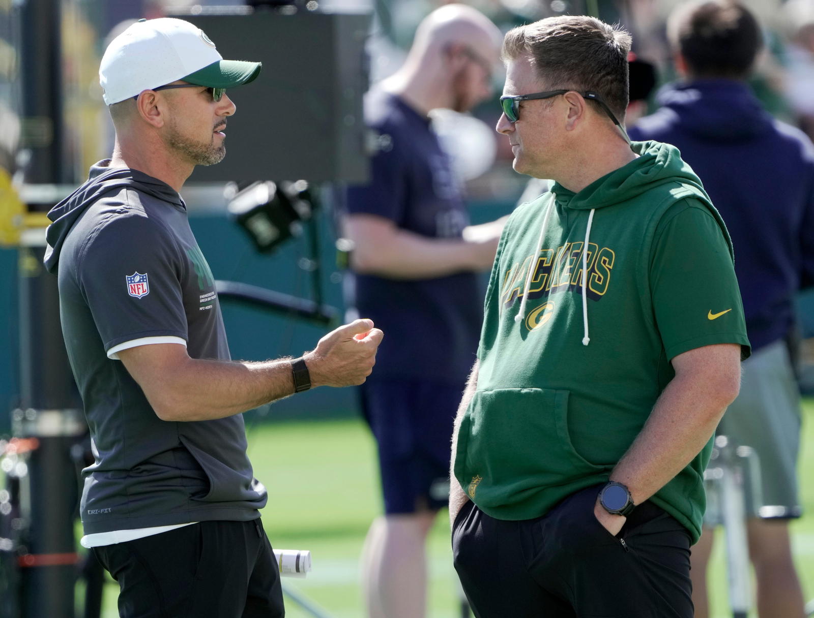 Green Bay Packers coach Matt LaFleur and general manager Brian Gutekunst. Credit:&nbsp;Mark Hoffman/Milwaukee Journal Sentinel / USA TODAY NETWORK via Imagn Images.