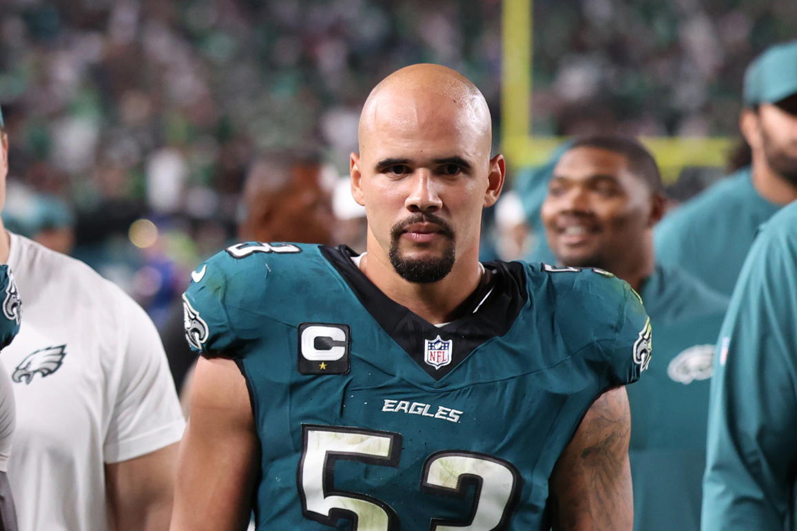 Philadelphia Eagles linebacker Zack Baun. Credit: Bill Streicher-Imagn Images.