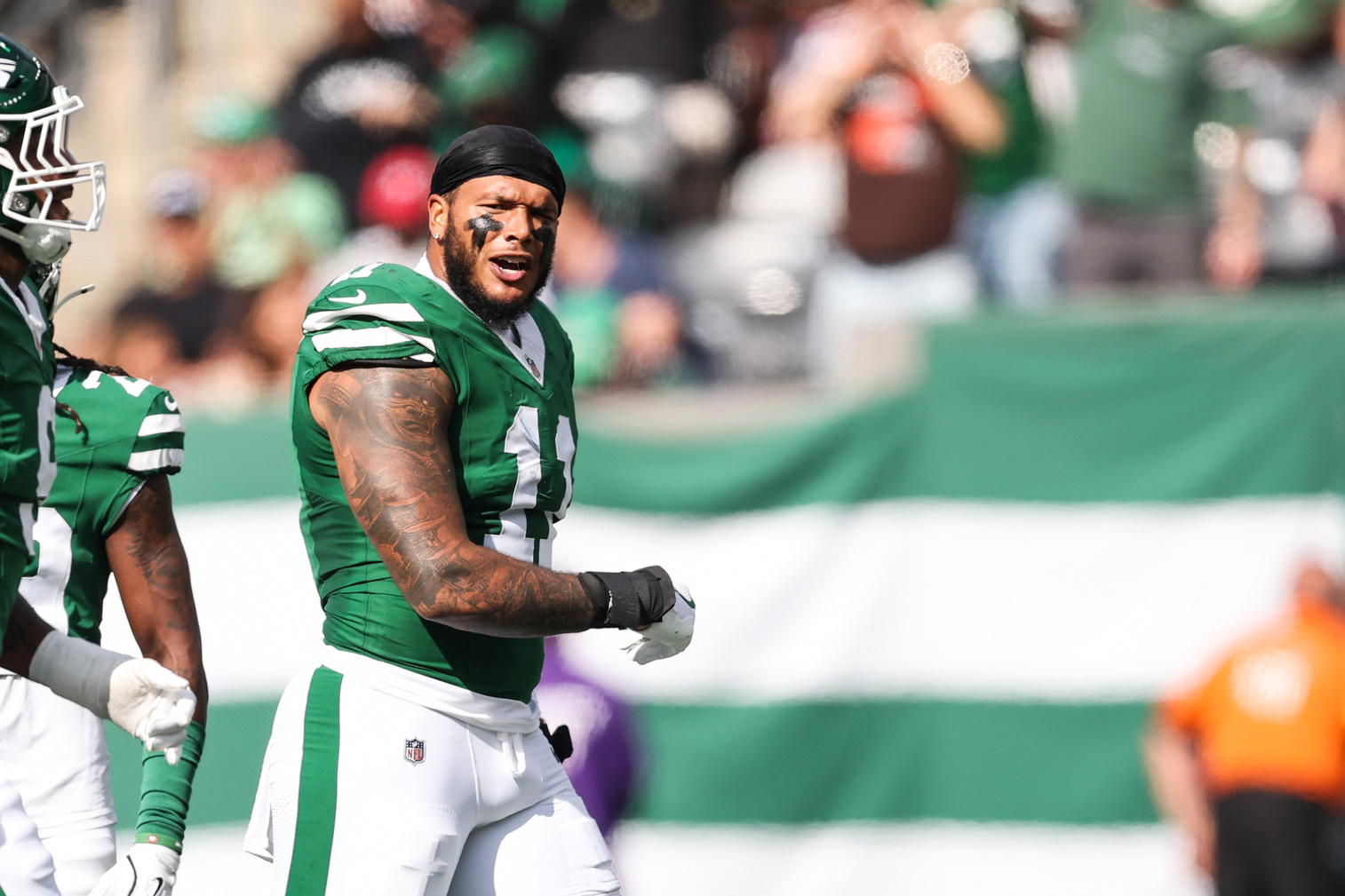 New York Jets edge rusher Jermaine Johnson. Credit:&nbsp;Vincent Carchietta-Imagn Images.