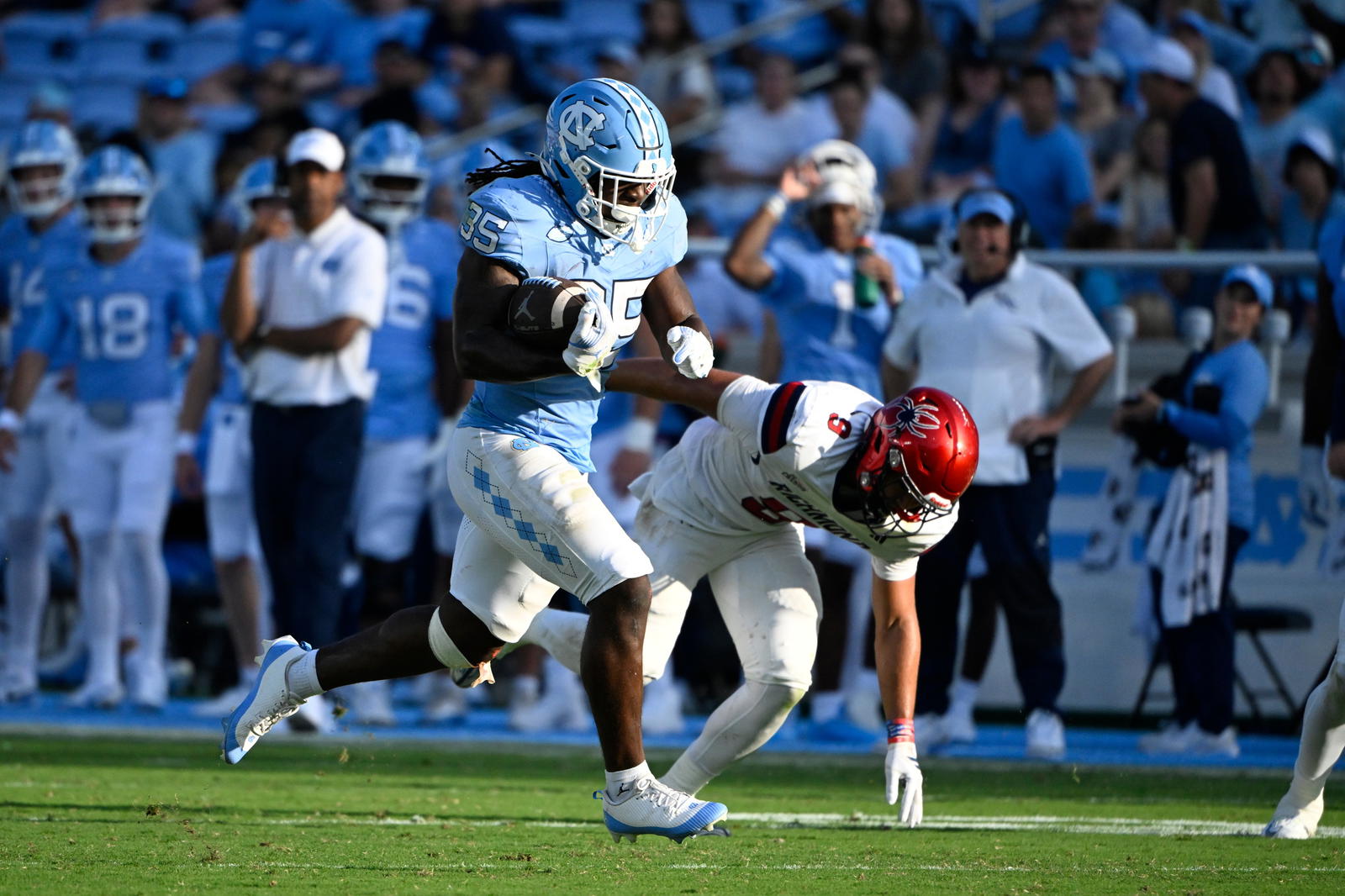 North Carolina Tar Heels running back Demon June. Credit:&nbsp;Bob Donnan-Imagn Images.