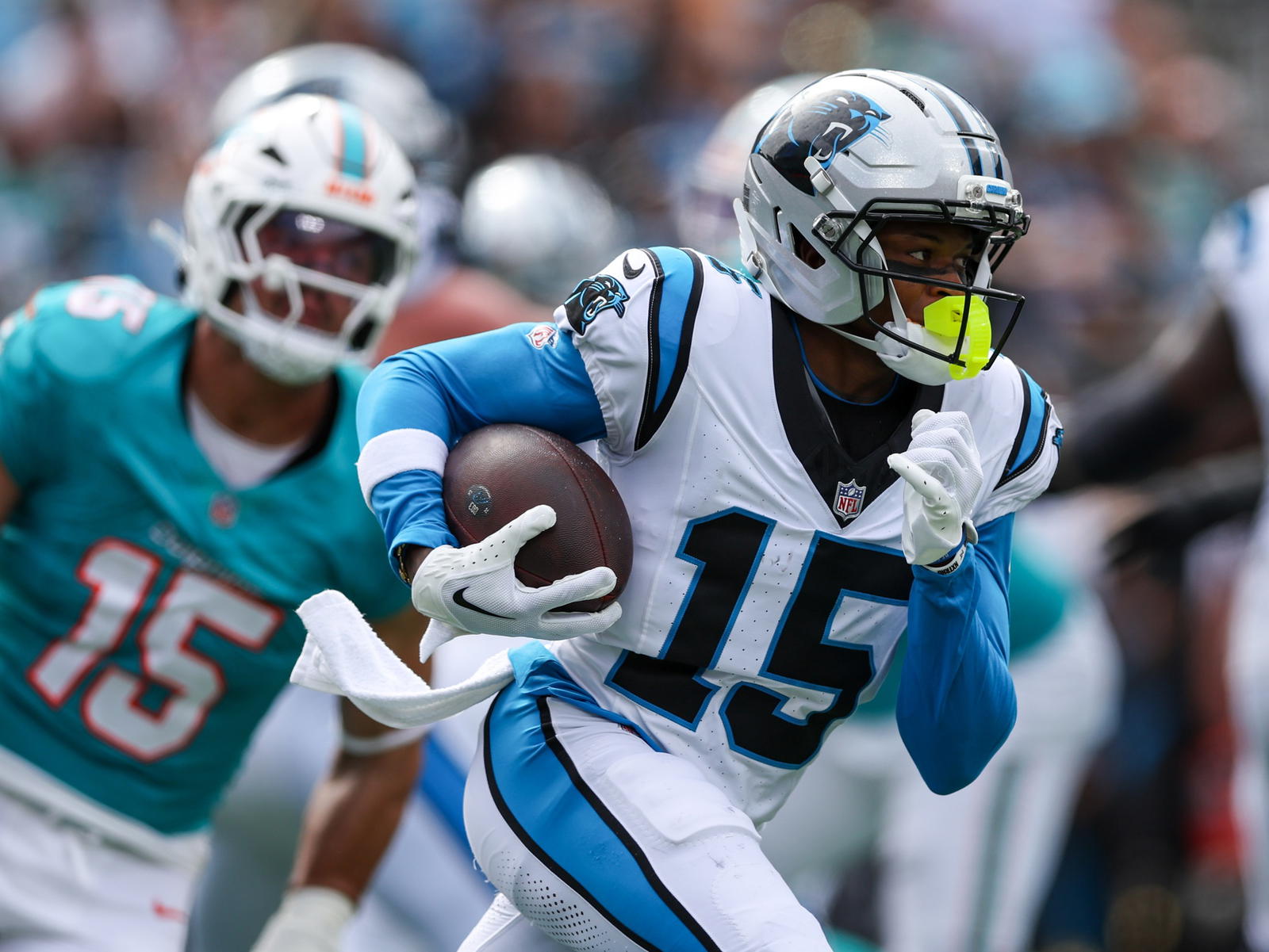 Carolina Panthers receiver Jimmy Horn Jr. Credit: Cory Knowlton-Imagn Images.