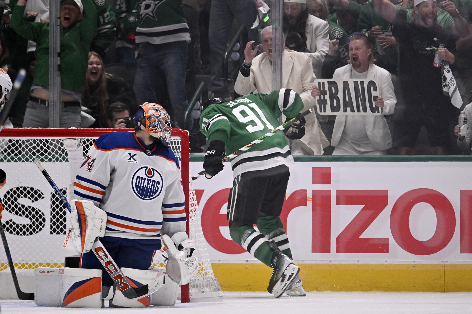 Stuart Skinner and Tyler Seguin (Jerome Miron-Imagn Images)