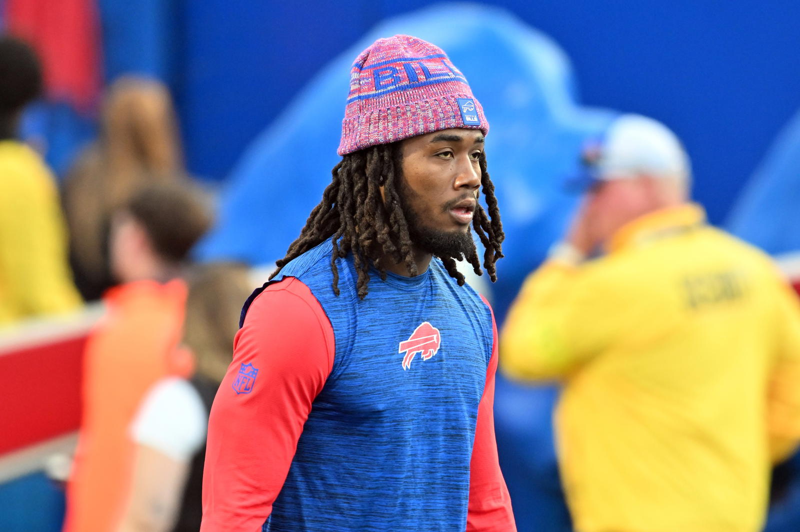 Buffalo Bills running back James Cook. Credit: Mark Konezny-Imagn Images.