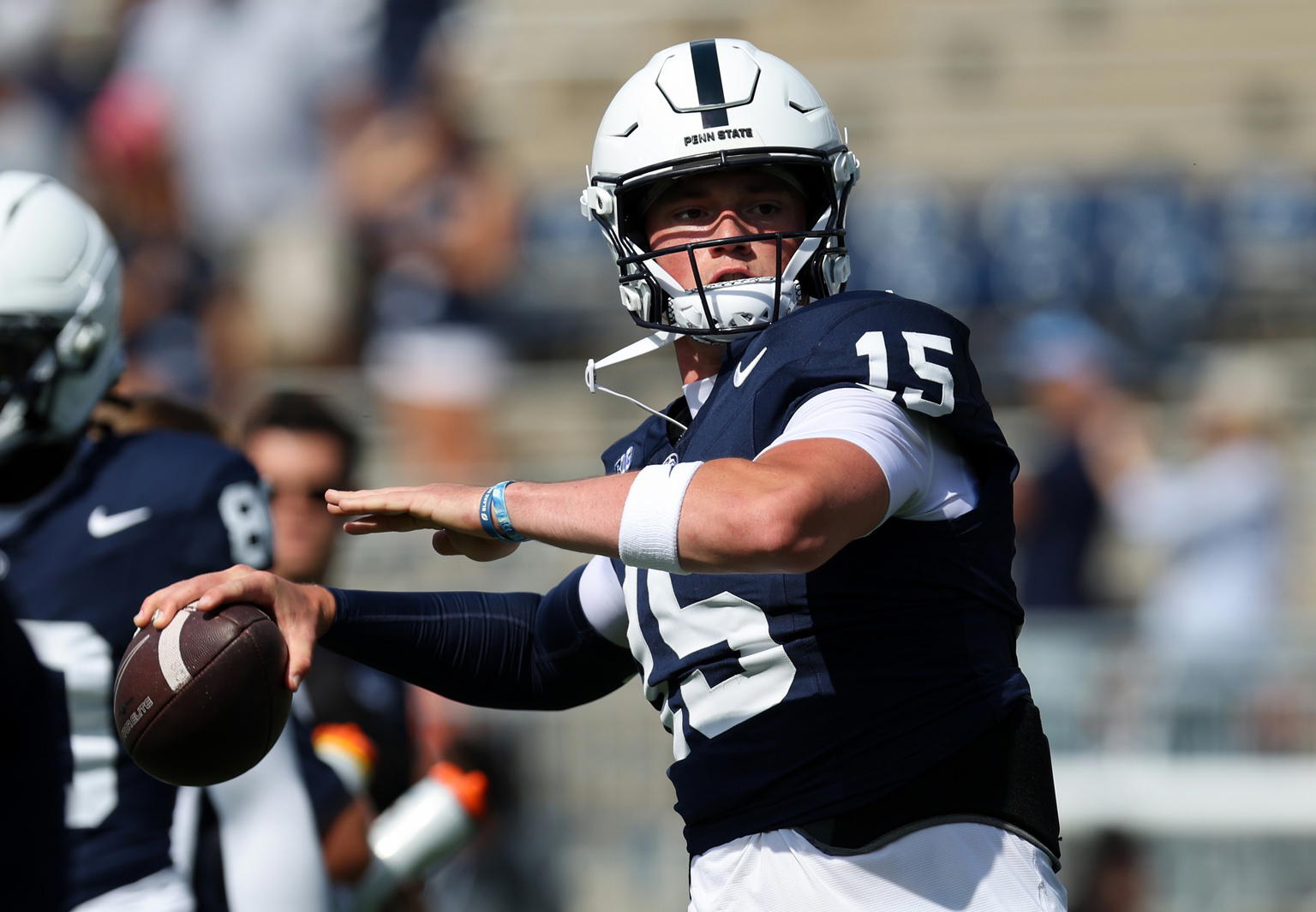 Penn State Nittany Lions quarterback Drew Allar. Credit: Matthew O'Haren-Imagn Images.