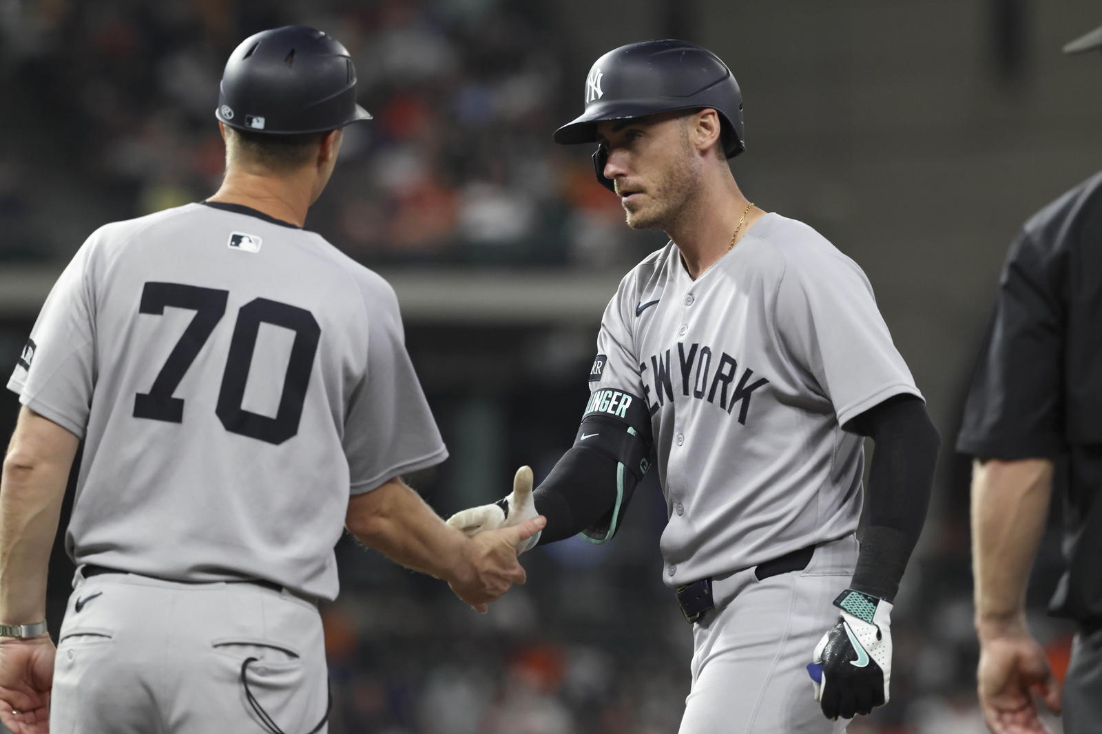New York Yankees outfielder Cody Bellinger: Credit: Troy Taormina-Imagn Images.
