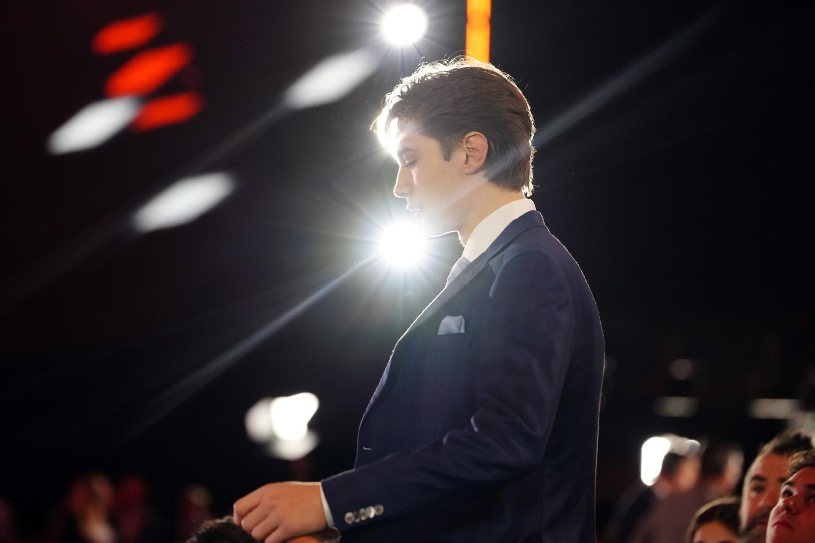 Jun 28, 2024; Las Vegas, Nevada, USA; Beckett Sennecke is selected with the 3rd overall pick in the first round of the 2024 NHL Draft by the Anaheim Ducks at The Sphere. Mandatory Credit: Stephen R. Sylvanie-Imagn Images