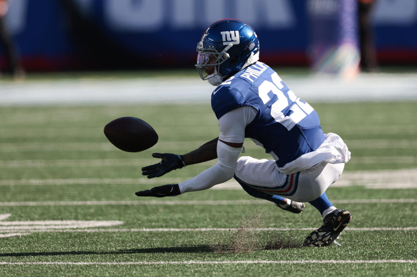 New York Giants defensive back Dru Phillips. Credit:&nbsp;Vincent Carchietta-Imagn Images.