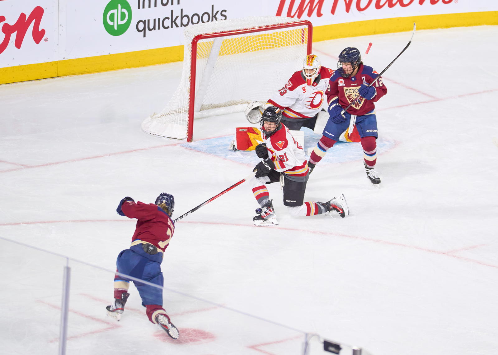 Ashton Bell of the Ottawa Charge blocks a Laura Stacey shot attempt in game two - Photo @ Ellen Bond