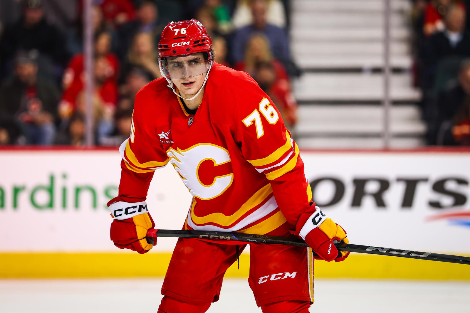 Calgary Flames center Martin Pospisil (76) (Source: Sergei Belski-Imagn Images)