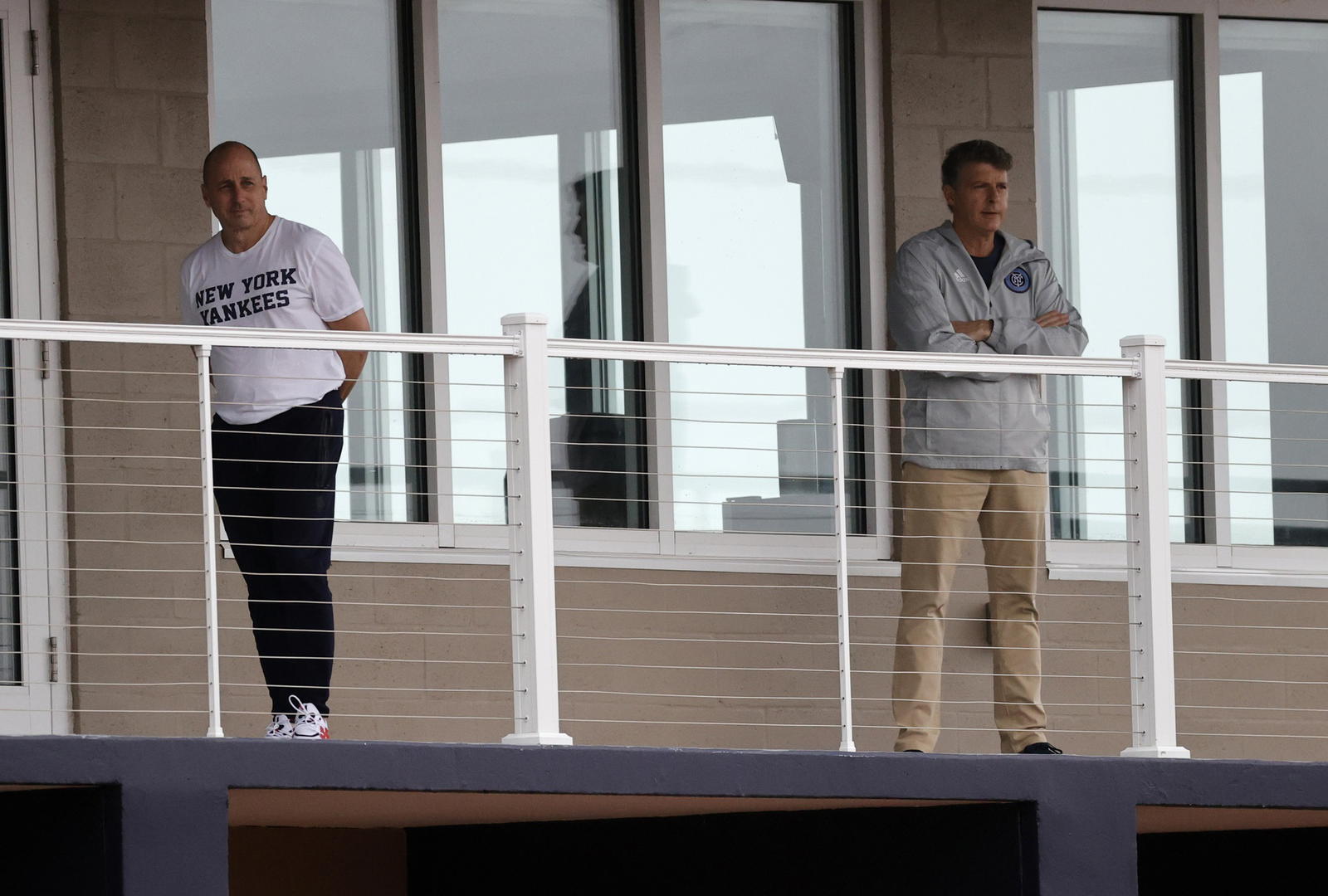 New York Yankees general manager Brian Cashman and owner Hal Steinbrenner. Credit: Kim Klement-Imagn Images.