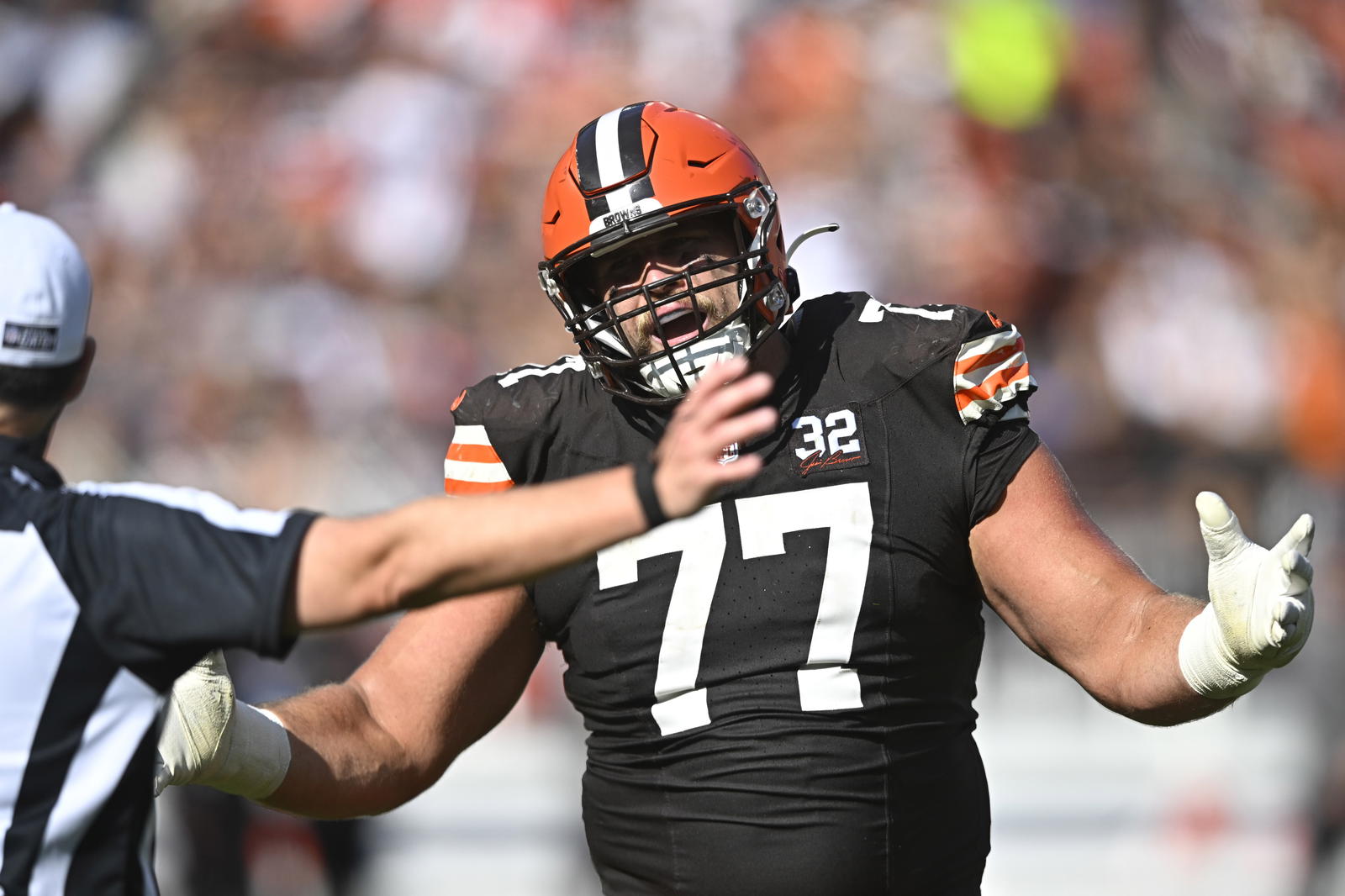 Cleveland Browns offensive lineman Wyatt Teller. Credit: David Richard-Imagn Images.