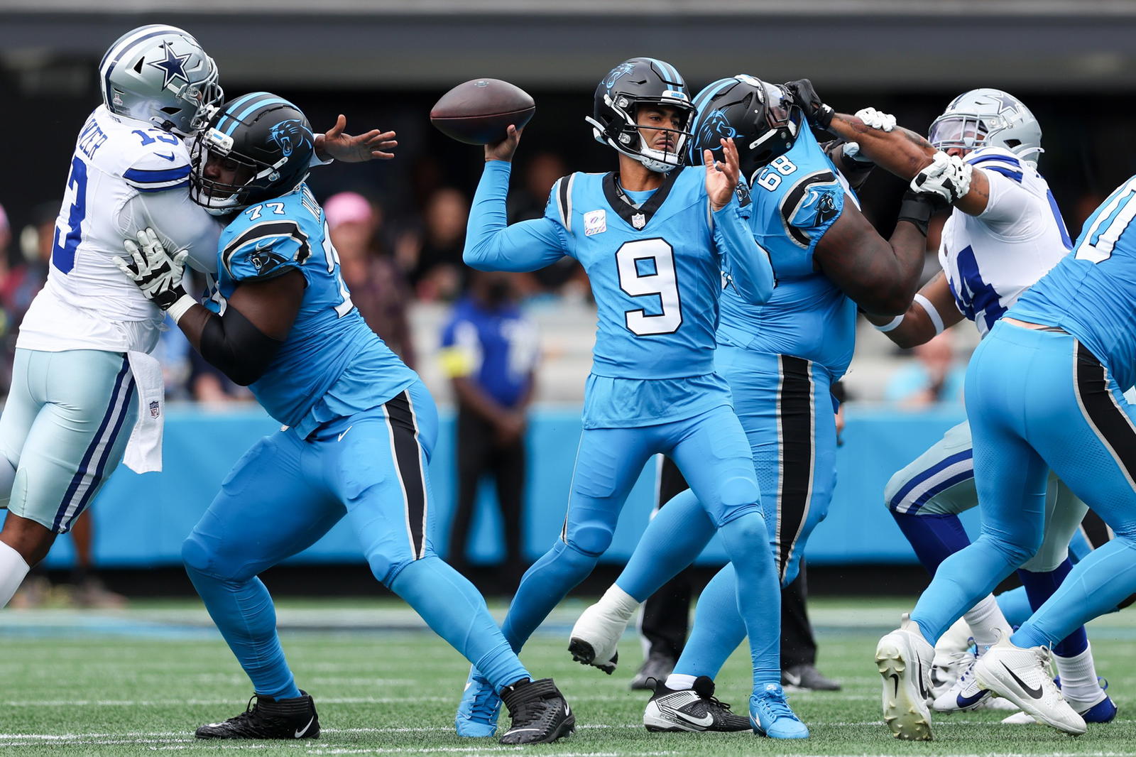 Carolina Panthers quarterback Bryce Young. Credit:&nbsp;Cory Knowlton-Imagn Images.